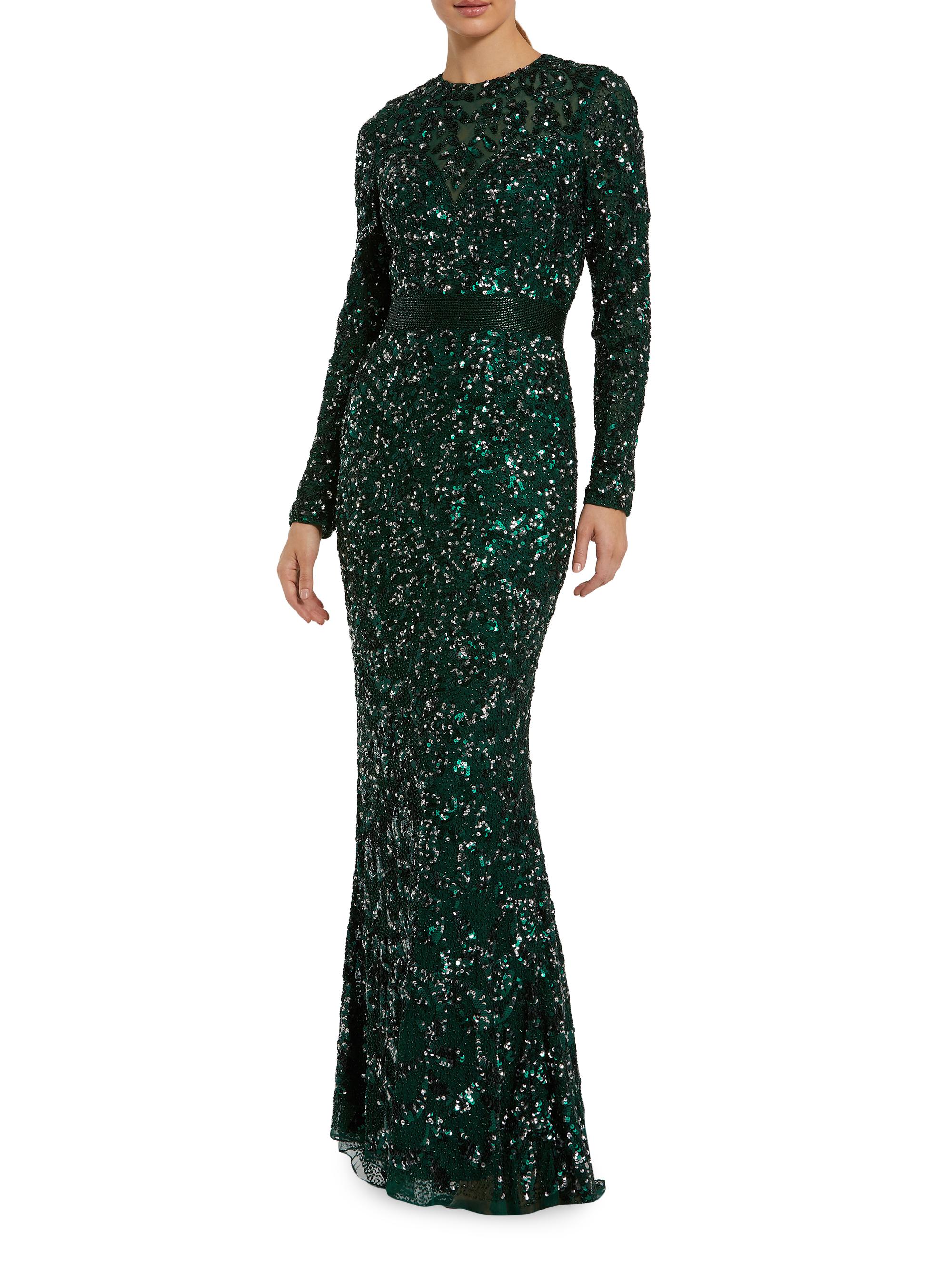 Mac Duggal Women's Beaded Empire Waist Gown - Forest Green