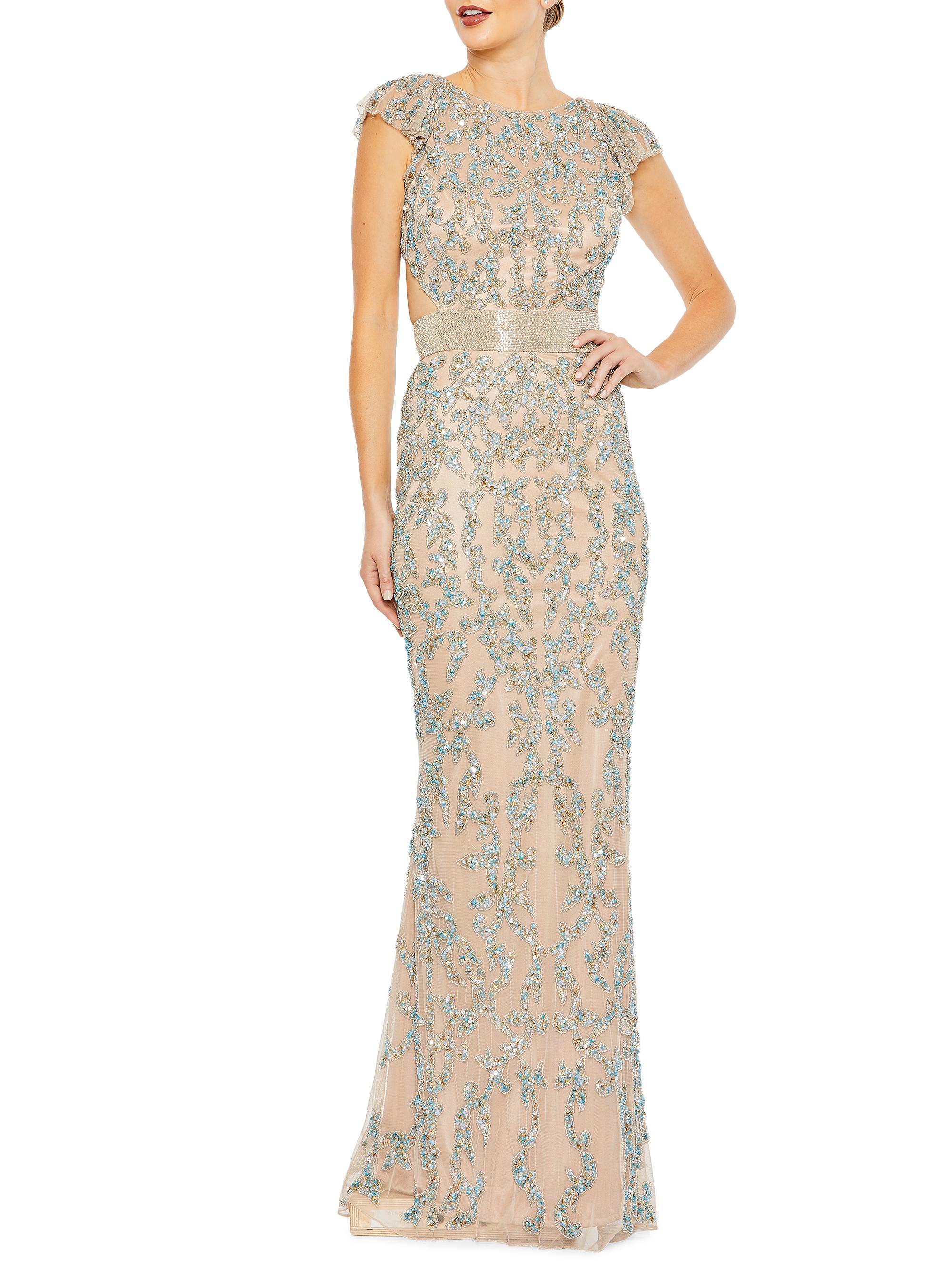 Mac Duggal Women's Beaded A-Line Gown - Beige Multi