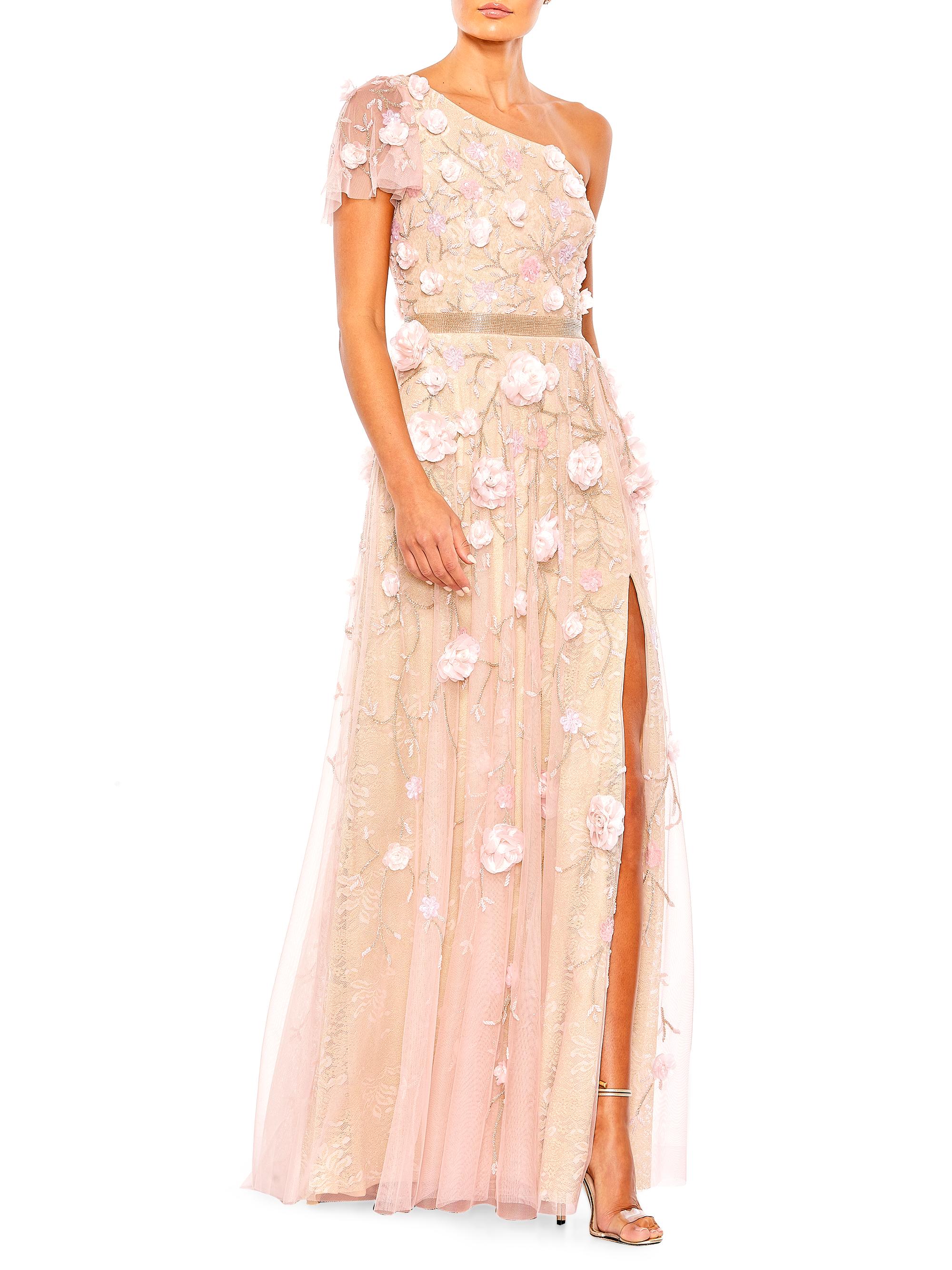 Mac Duggal Women's Asymmetric A-Line Gown - Blush Gold