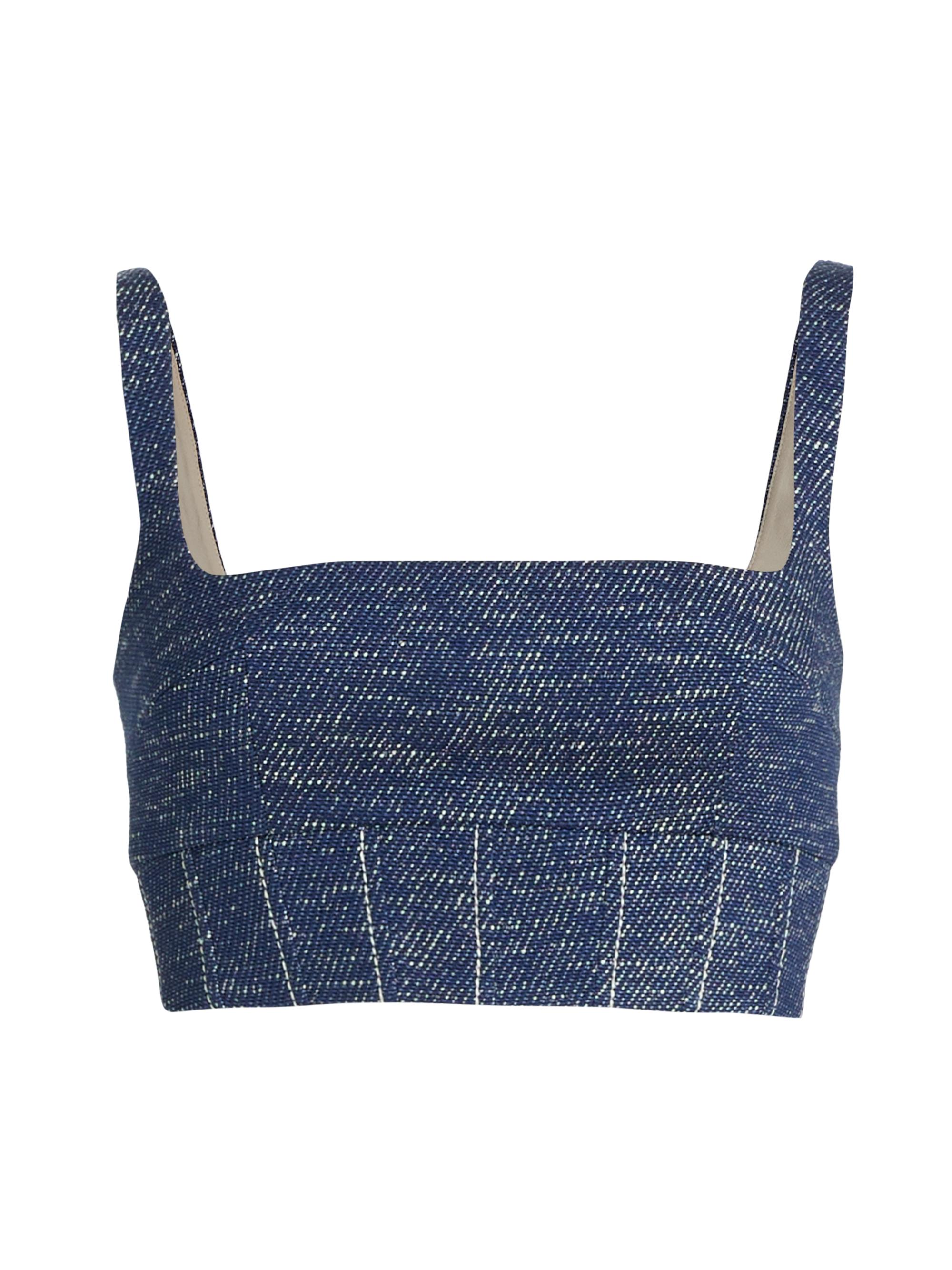 Emilia Wickstead Women's Mirna Woven Cropped Top - Deep Blue