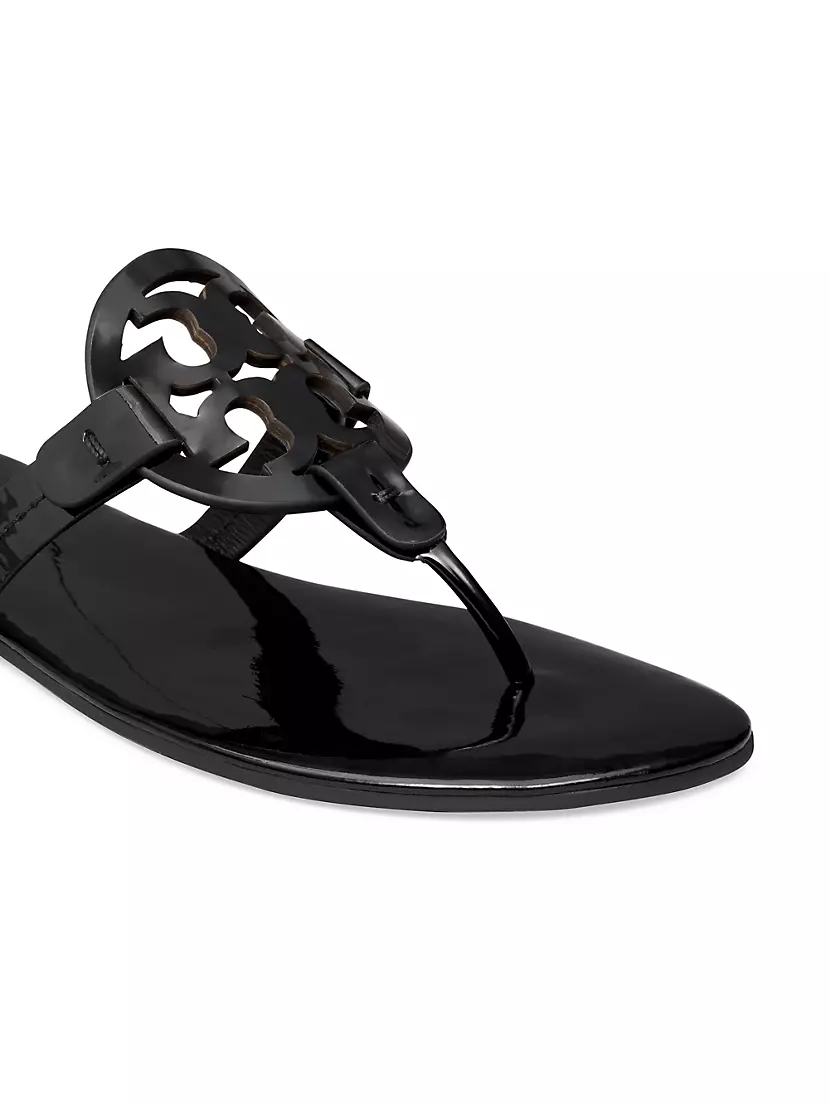 Tory Burch Miller Soft Flip Flop Sandal Black Patent Leather Women 9