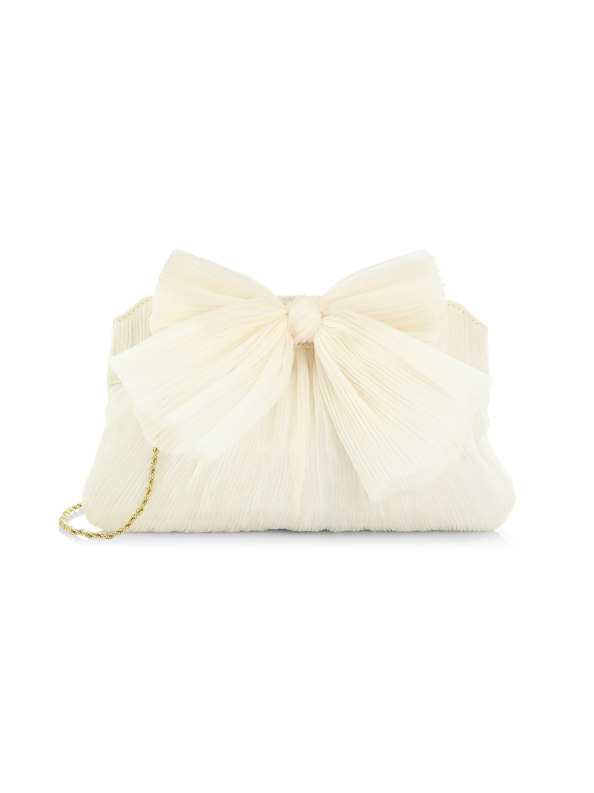 Loeffler Randall Women's Rayne Bow Pleated Frame Clutch - Pearl - Women's Bags
