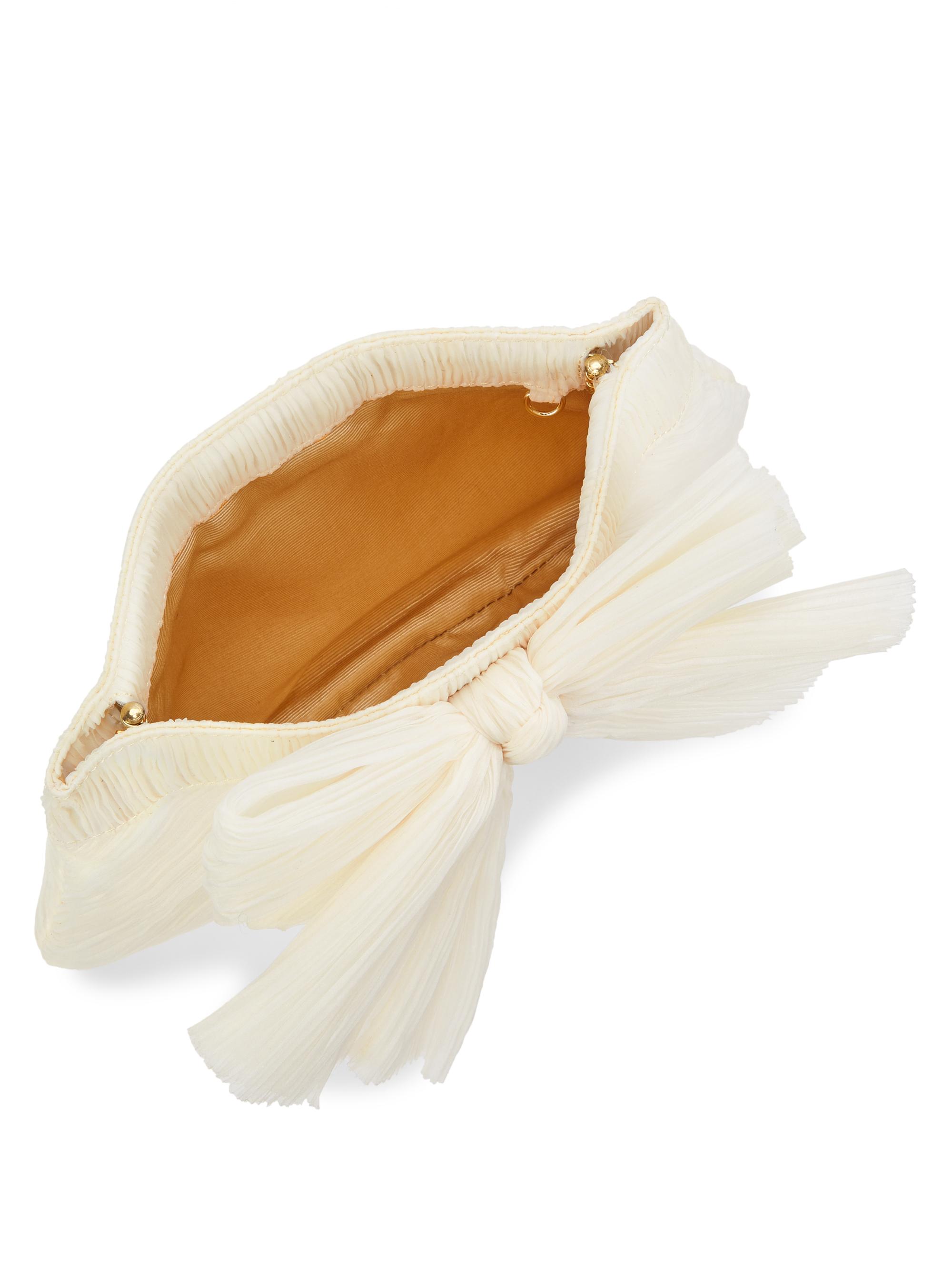 Loeffler Randall Women's Rayne Bow Pleated Frame Clutch - Pearl - detail view in Na