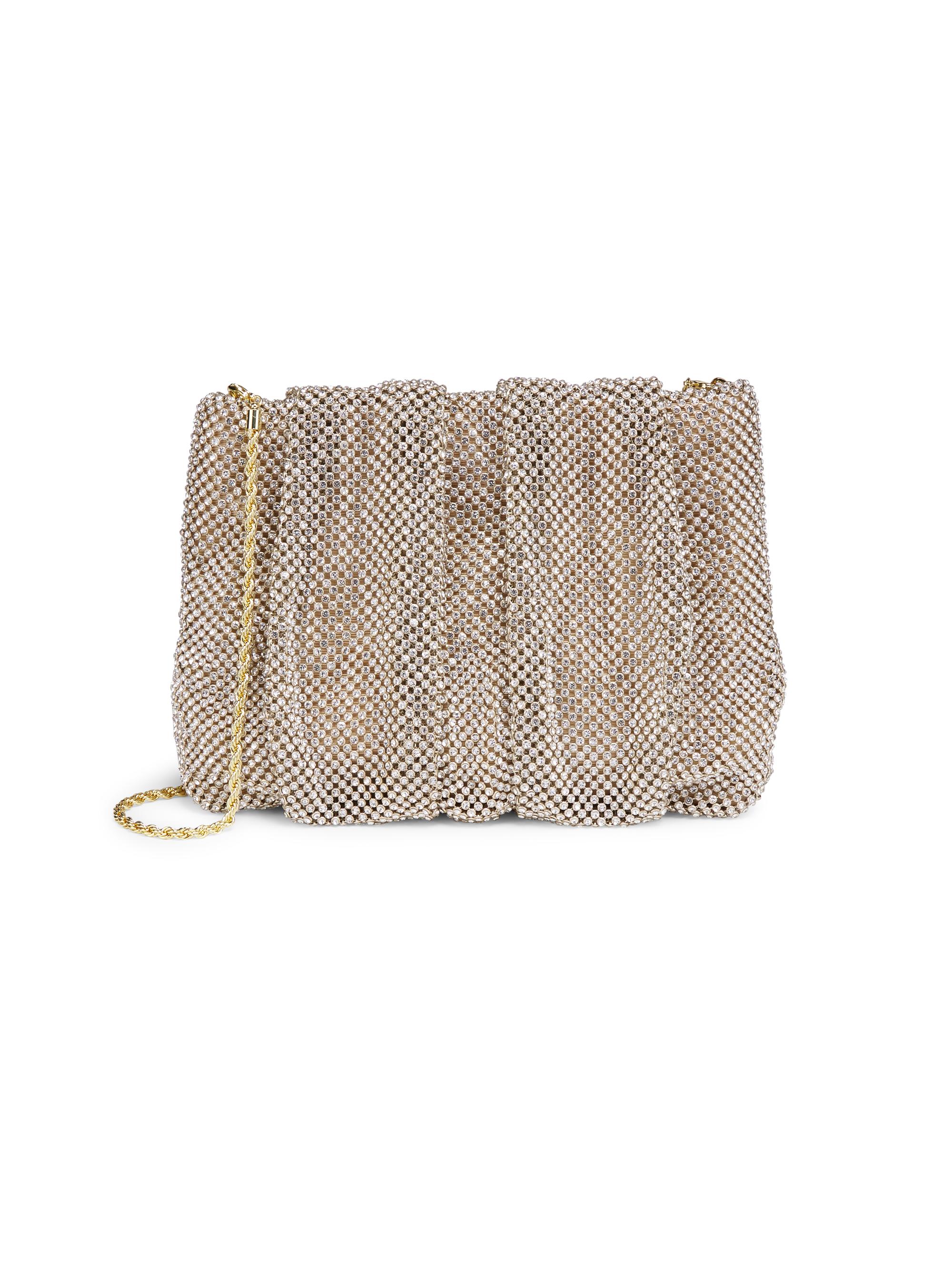 Loeffler Randall Women's Crystal Gathered Flat Pouch - Gold