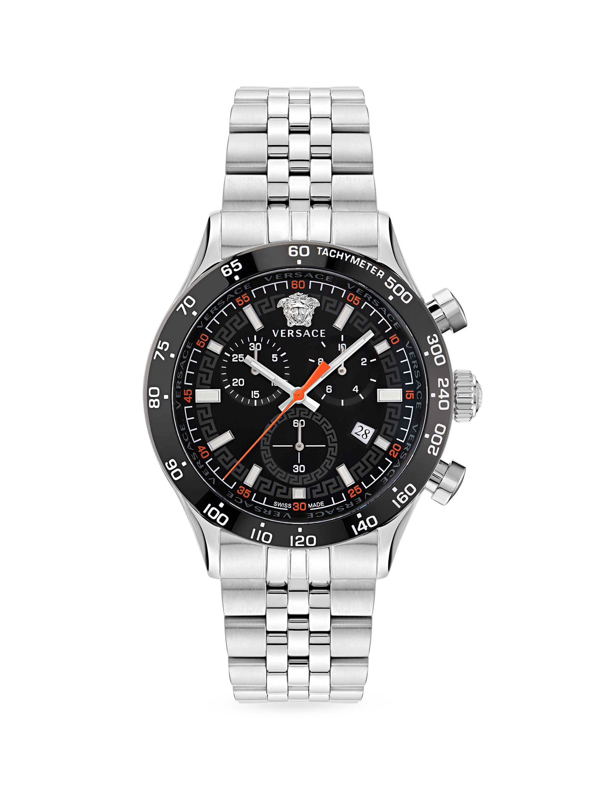 Versace Men's Hellenyium Chrono 44MM Bracelet Watch - Grey