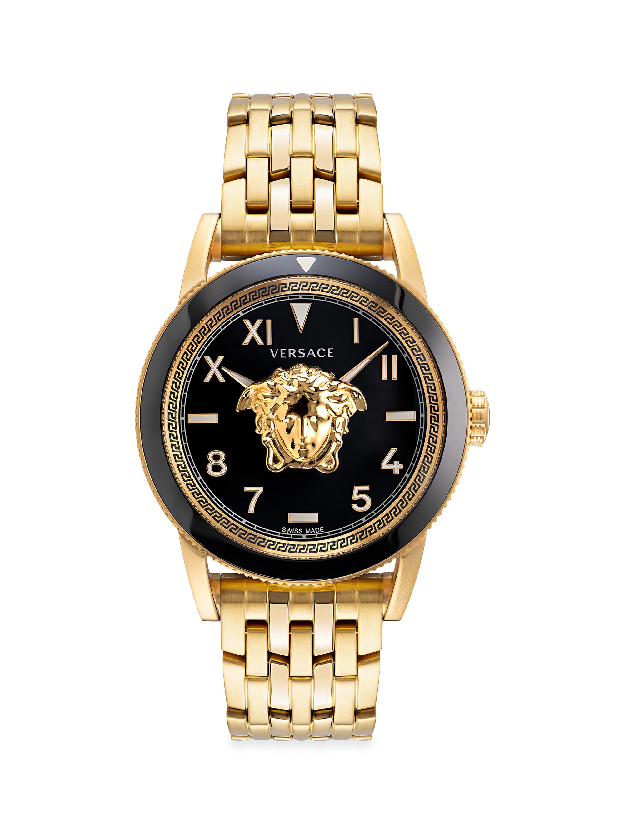 Versace Men's Palazzo Goldtone Greca Bracelet Watch - Ip Yellow Gold
