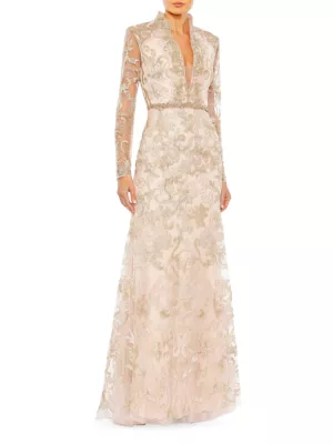 Saks Champagne Evening Gowns