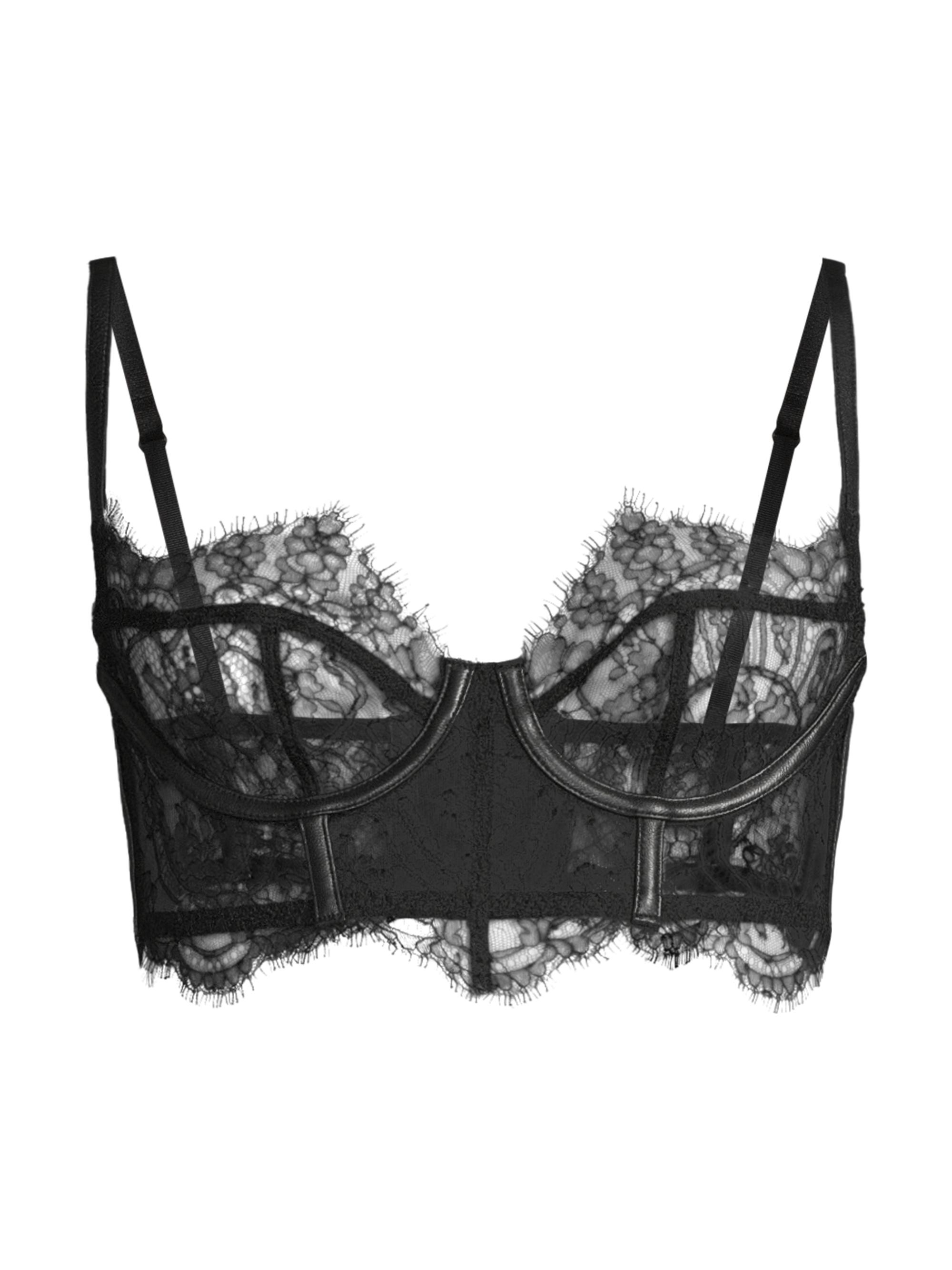 Kiki de Montparnasse Women's Lace & Leather Balconette Bra - Black