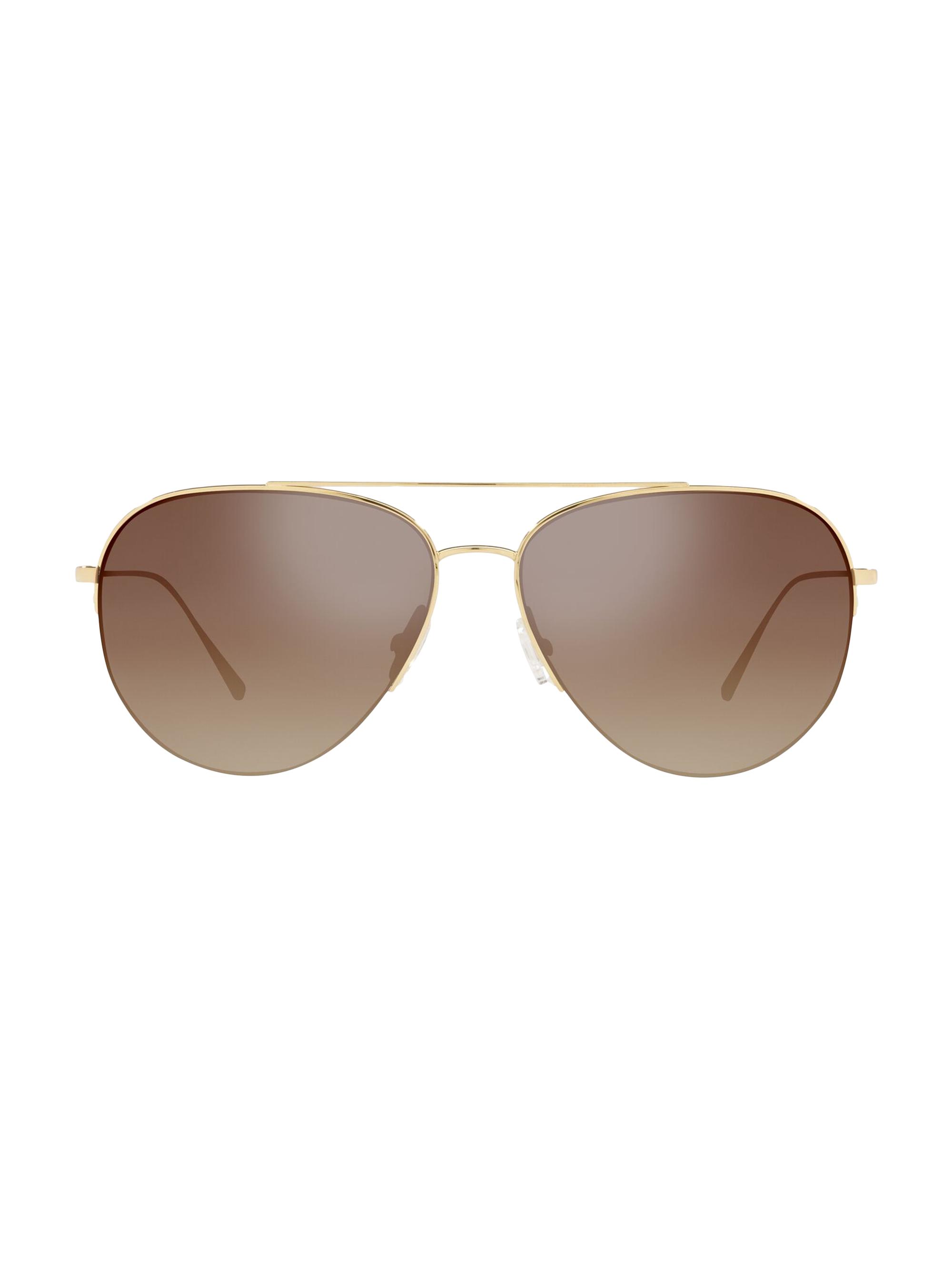 Oliver Peoples Women's Cleamons 60MM Aviator Sunglasses - Gold Dark