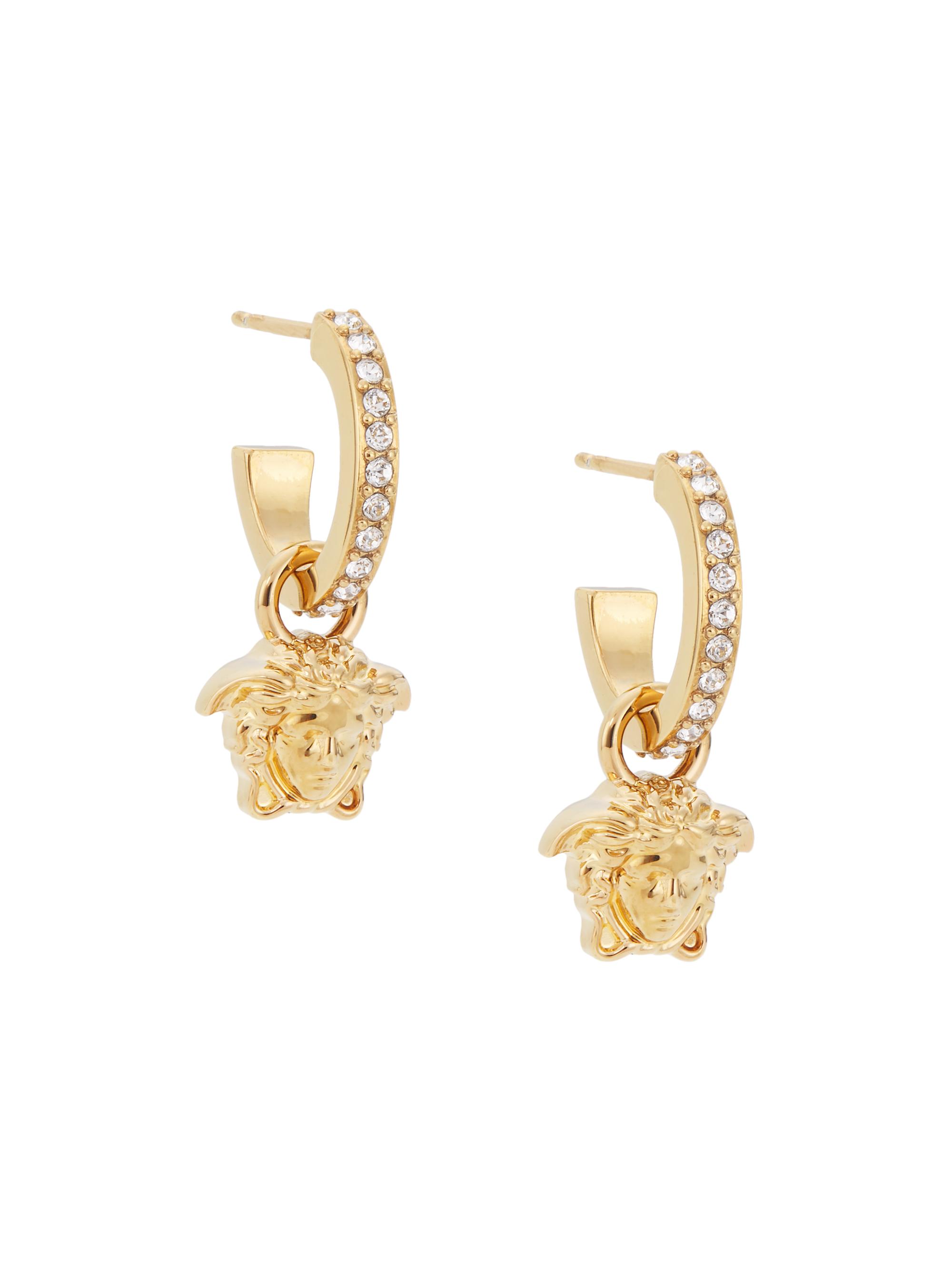 Versace Women's Medusa Goldtone & Strass Crystal Hoop Earrings -  Gold Crystal
