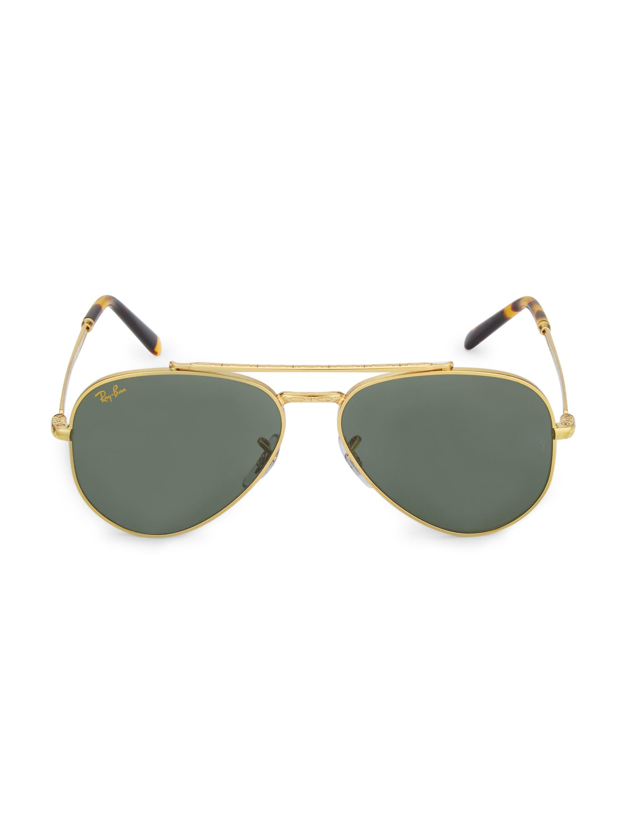 Ray-Ban Men's RB3625 50MM Aviator Sunglasses - Yellow Gold Dark Green