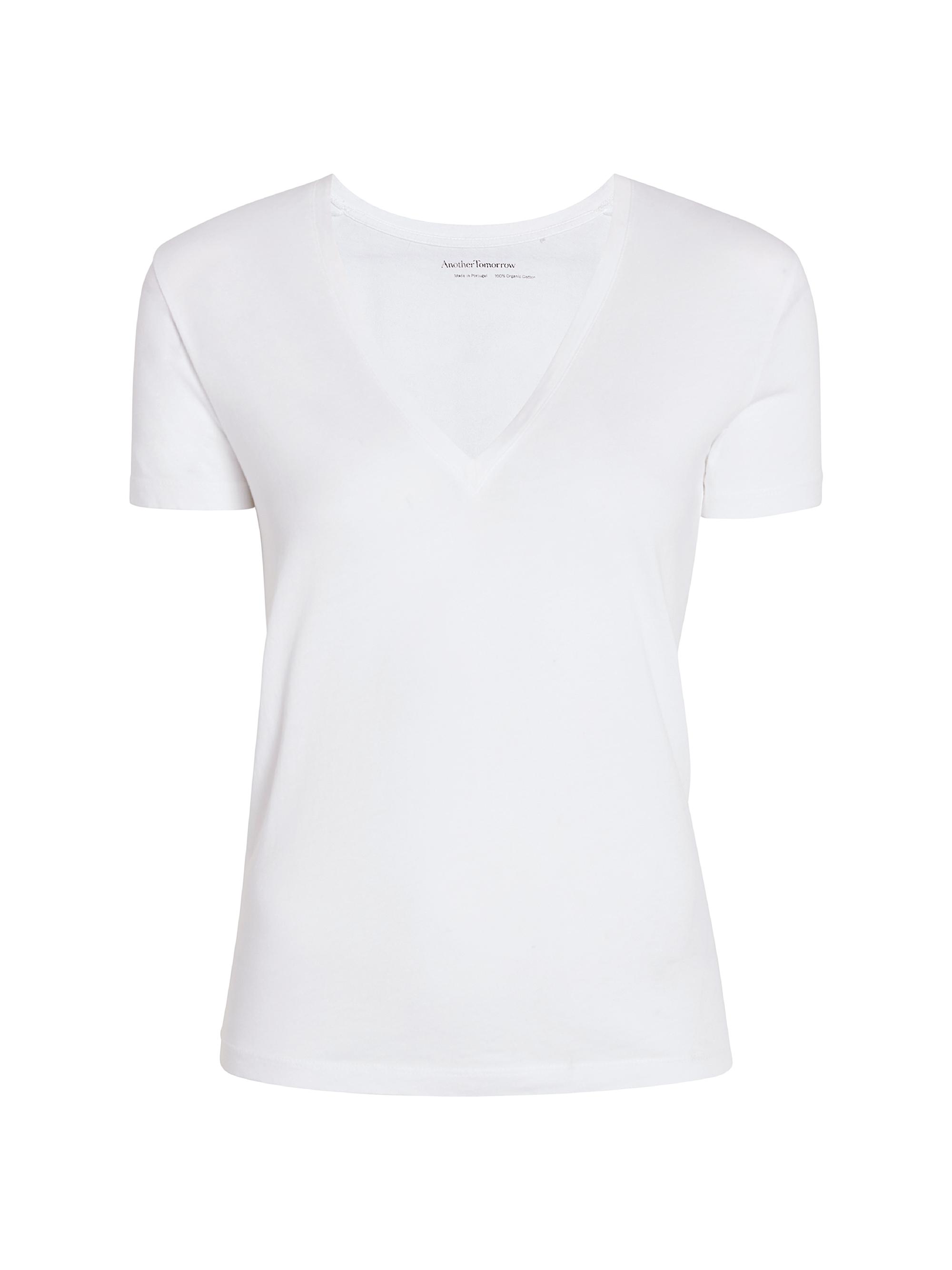 Another Tomorrow Women's Core V-Neck T-Shirt - White