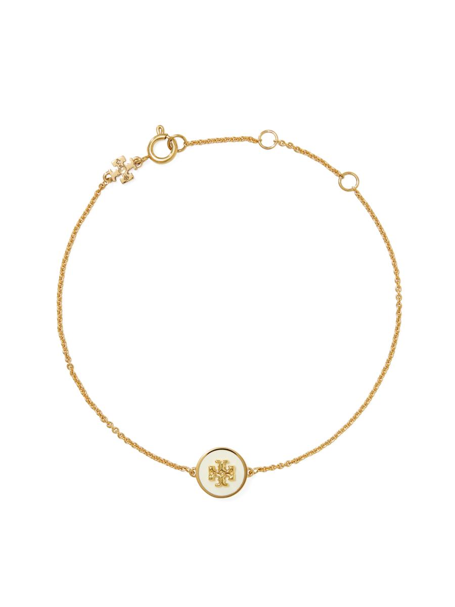 ギフトにも！送料&関税込み★Tory Burch★CHARM BRACELET★ Tory Burch Kira 18K-Gold-Plated & Enamel Logo Charm Bracelet