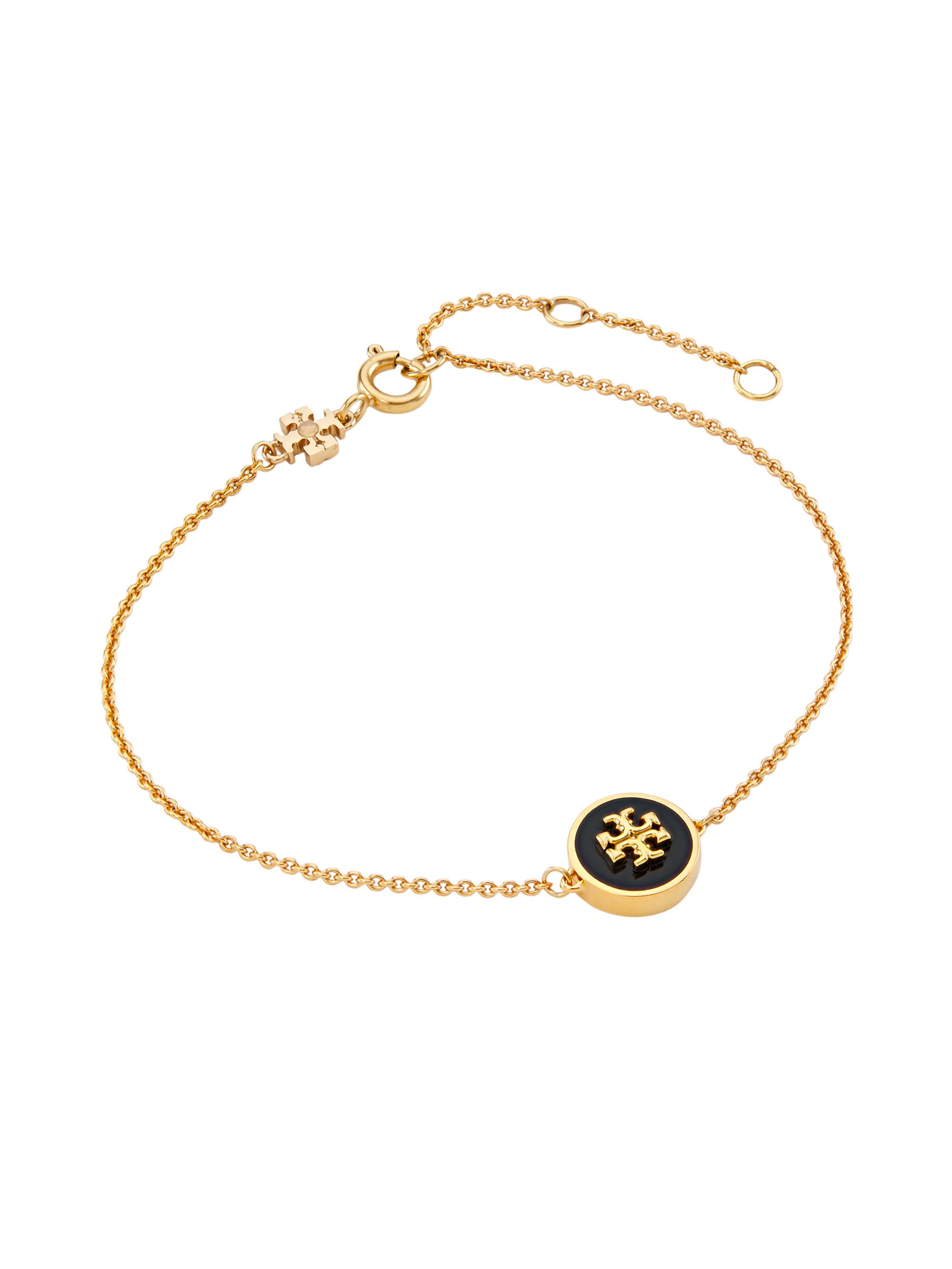 Tory Burch Women's Kira 18K-Gold-Plated & Enamel Logo Charm Bracelet - New