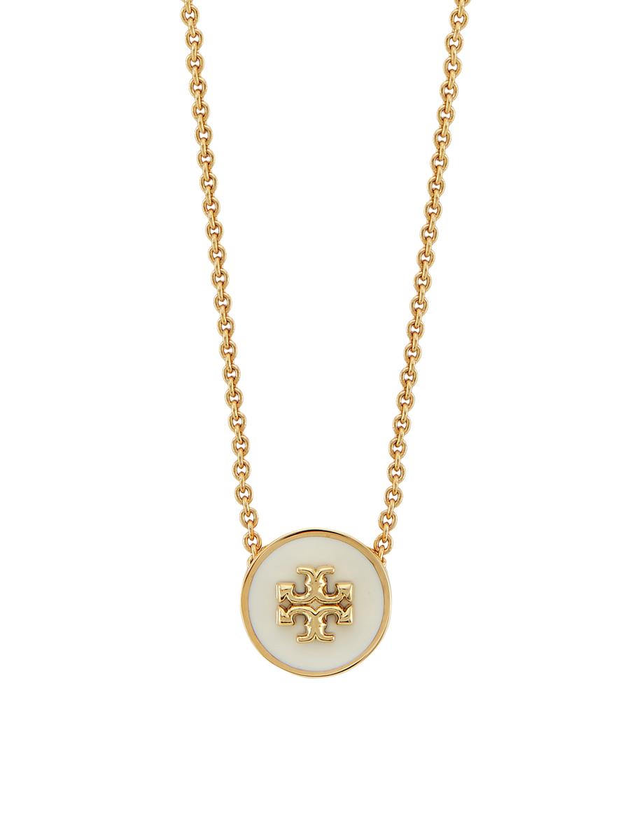 Tory Burch Kira 18K-Gold-Plated & Enamel Logo Pendant