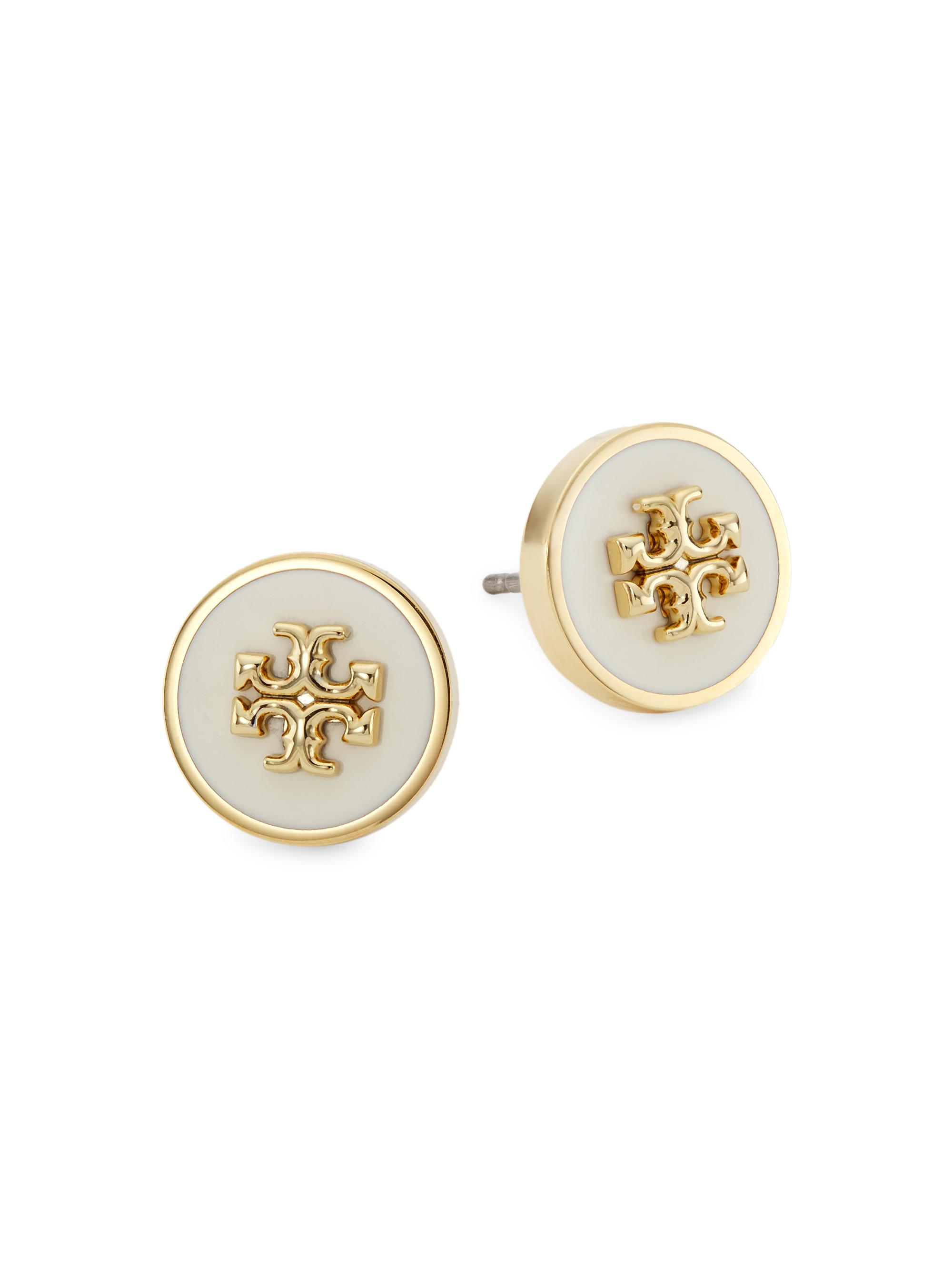 Tory Burch Women's Kira Goldtone & Enamel Stud Earrings - New
