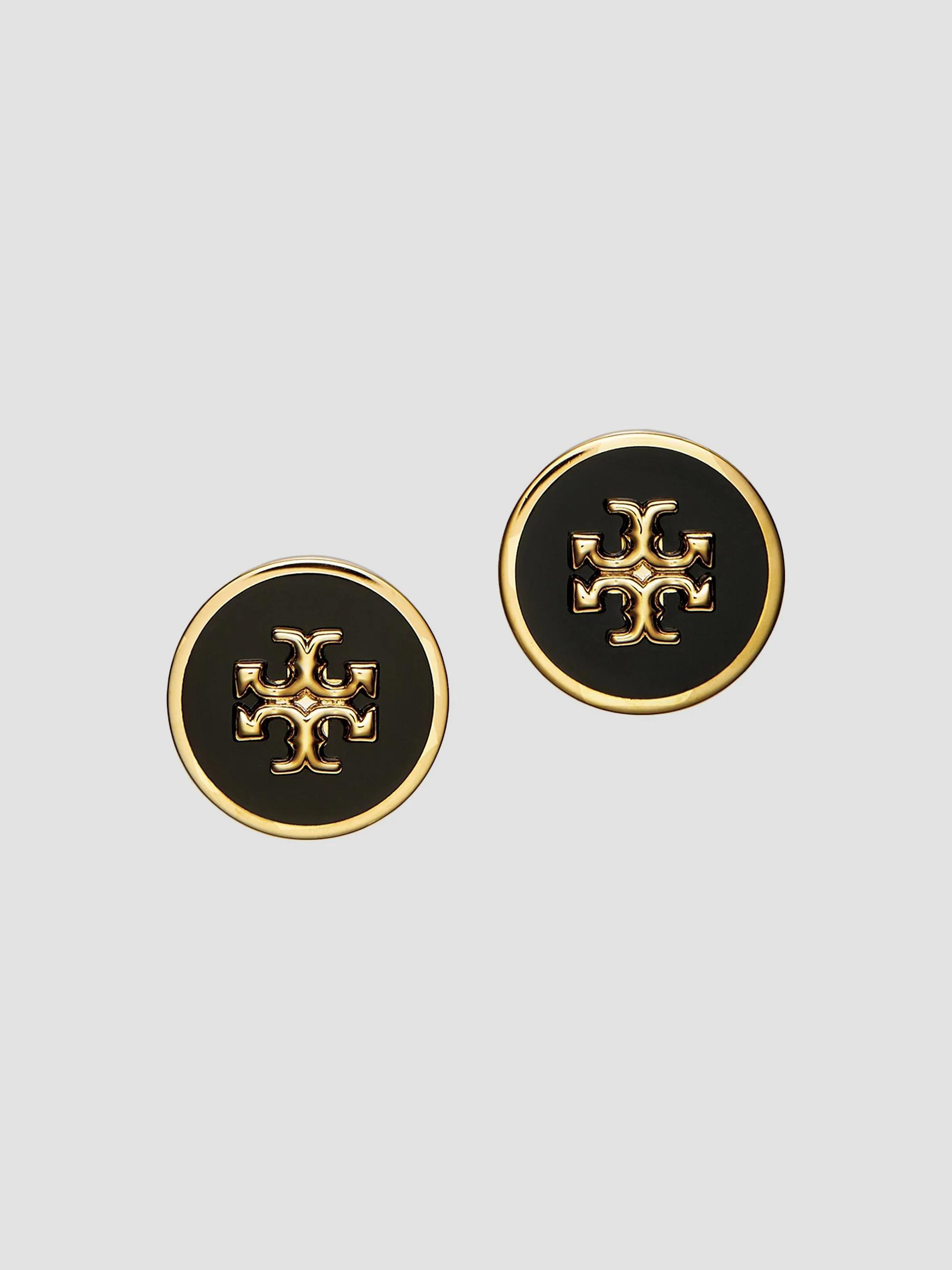 Tory Burch Women's Kira Goldtone & Enamel Stud Earrings - Tory Gold Black