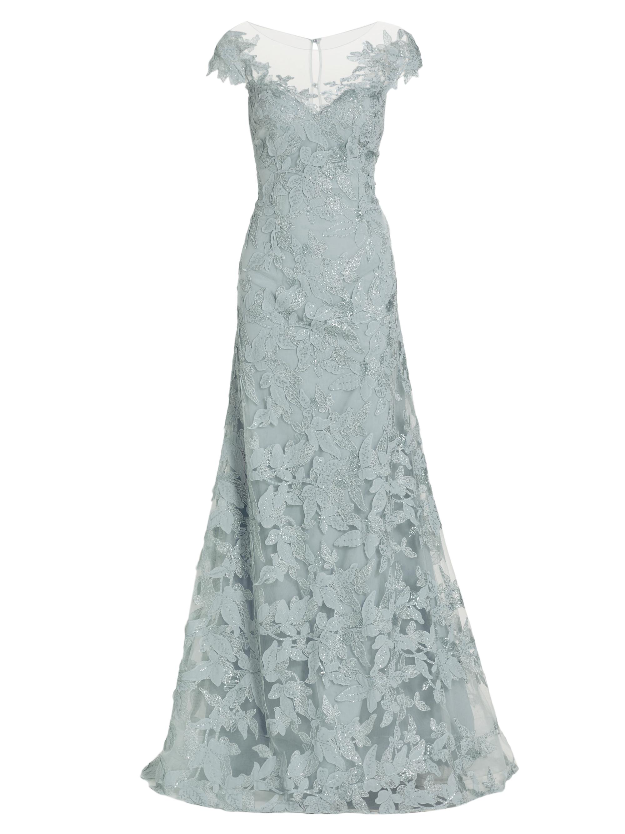Teri Jon by Rickie Freeman Floral Appliqu A-Line Gown | Saks Fifth Avenue