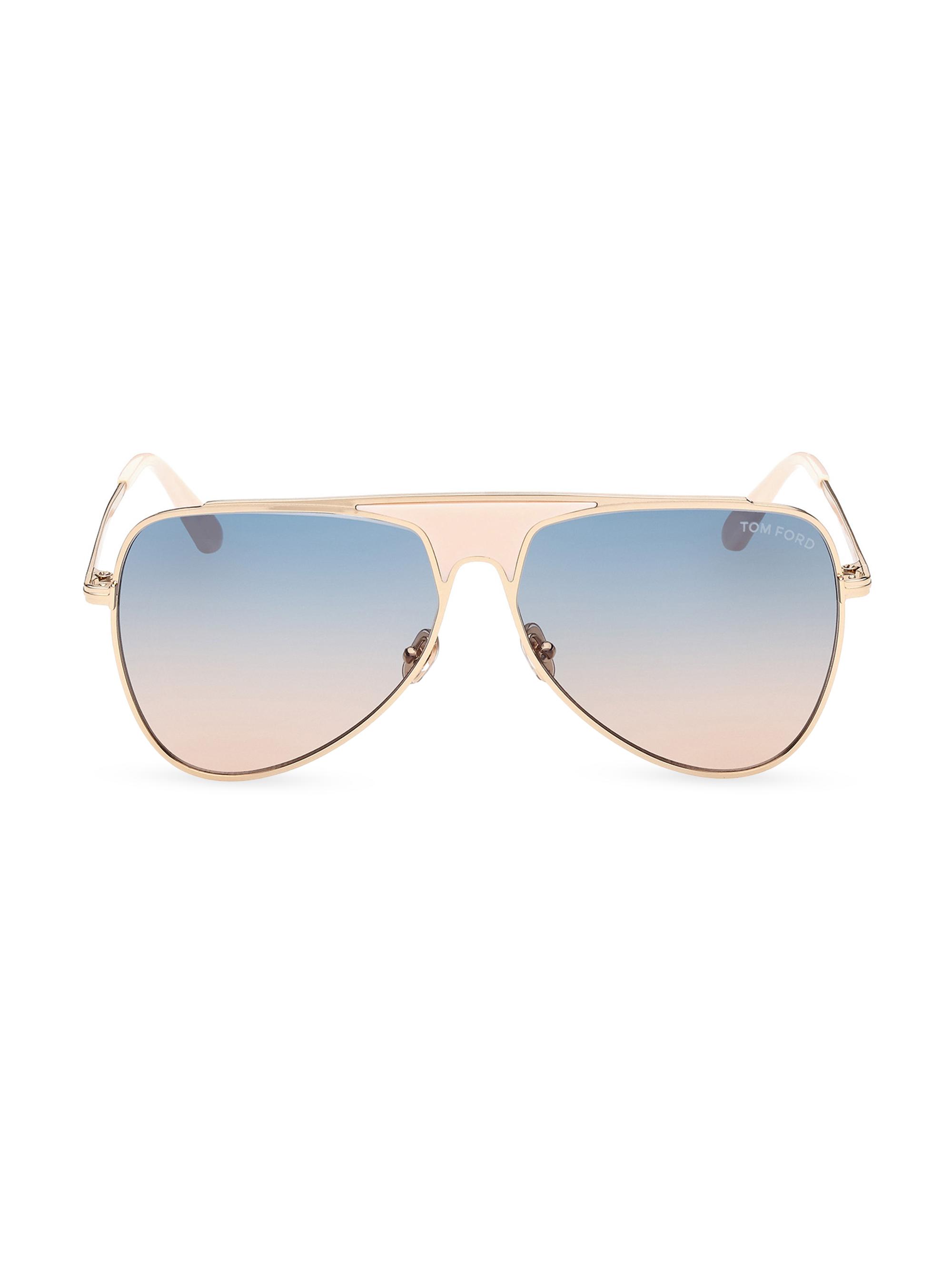 TOM FORD Women's Ethan Pilot Aviator Sunglasses - Shiny Rose Gold