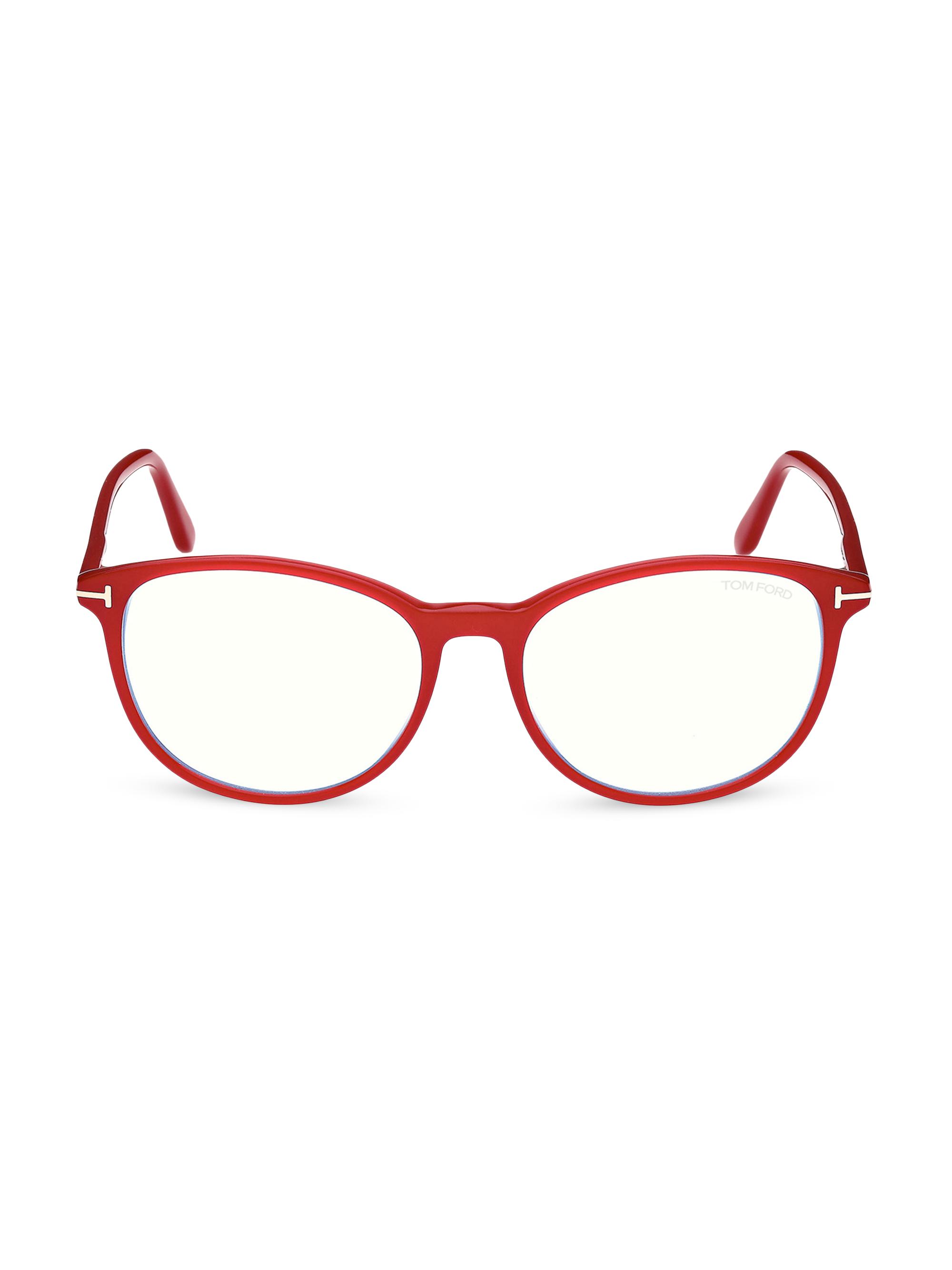 TOM FORD Women's 53MM Pantos Blue Block Glasses - Shiny Pearlized Red