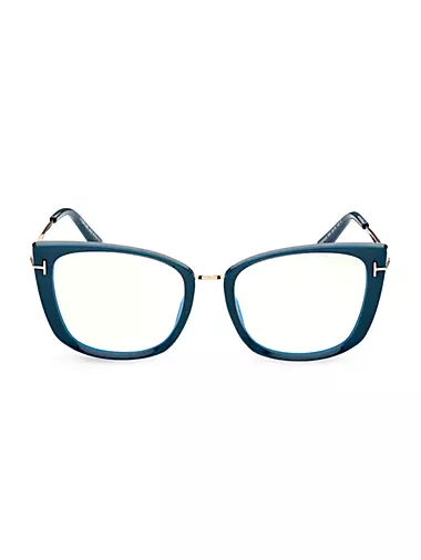 53MM Cat Eye Blue Block Glasses