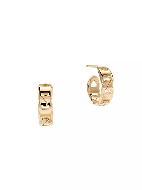 14K Gold Small Chain Huggie Earrings 14K Rose Gold