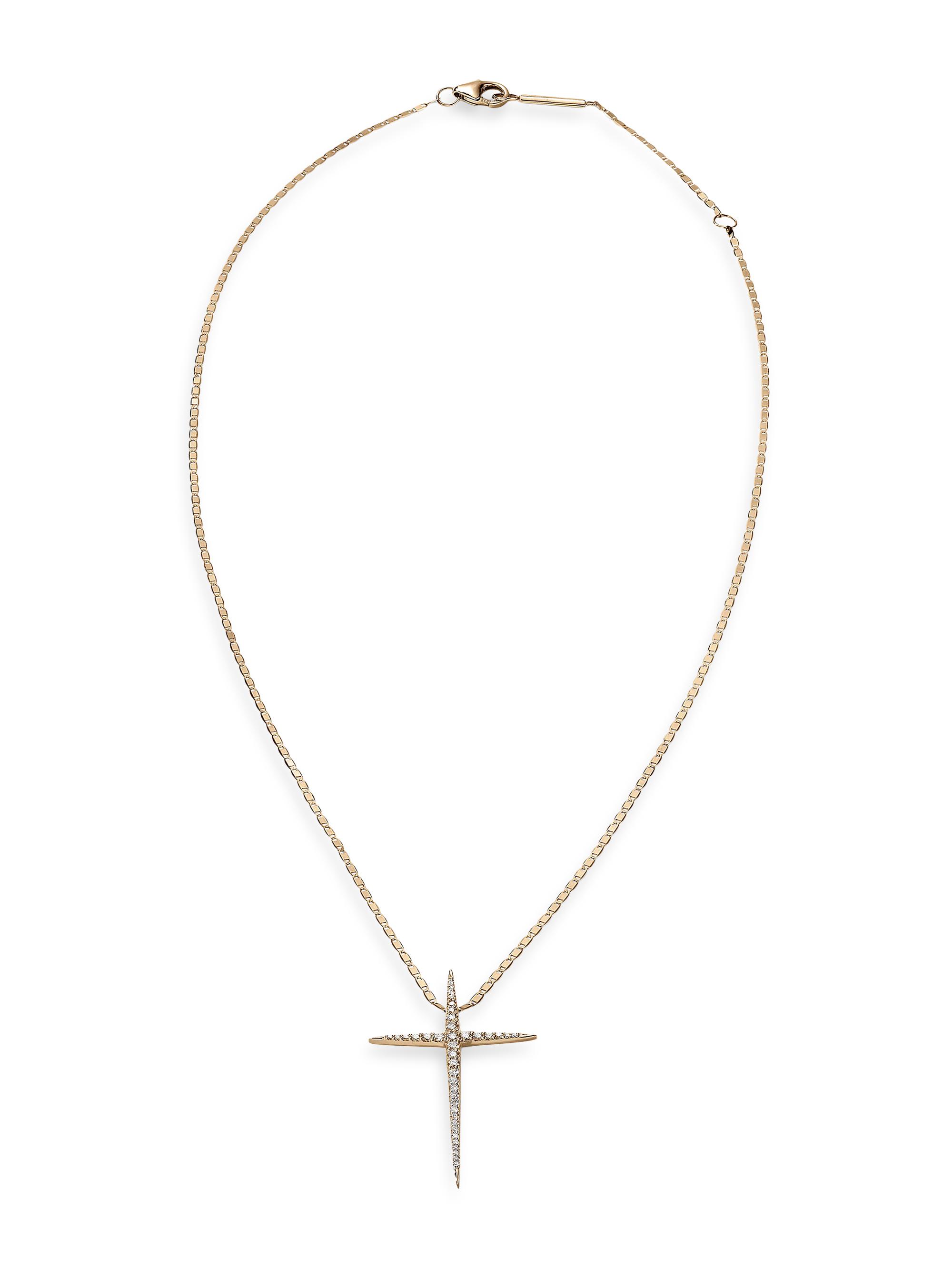Lana Women's Flawless 14K Yellow Gold & Diamond Spiked Cross Pendant Necklace