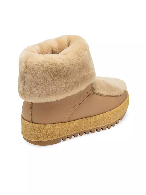 Sonia Shearling-Trimmed Leather Booties