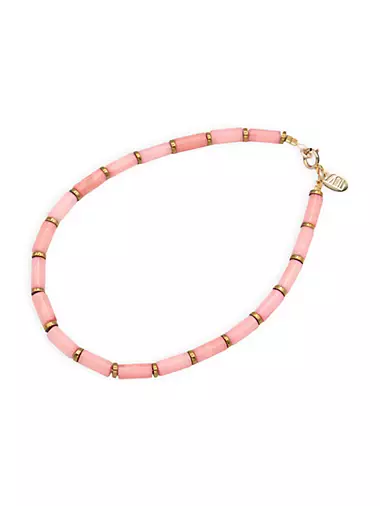 Cecile Goldtone & Sea Bamboo Beaded Anklet