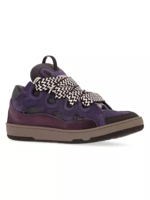 Lanvin SSENSE Exclusive Black amp; Purple Curb Sneakers