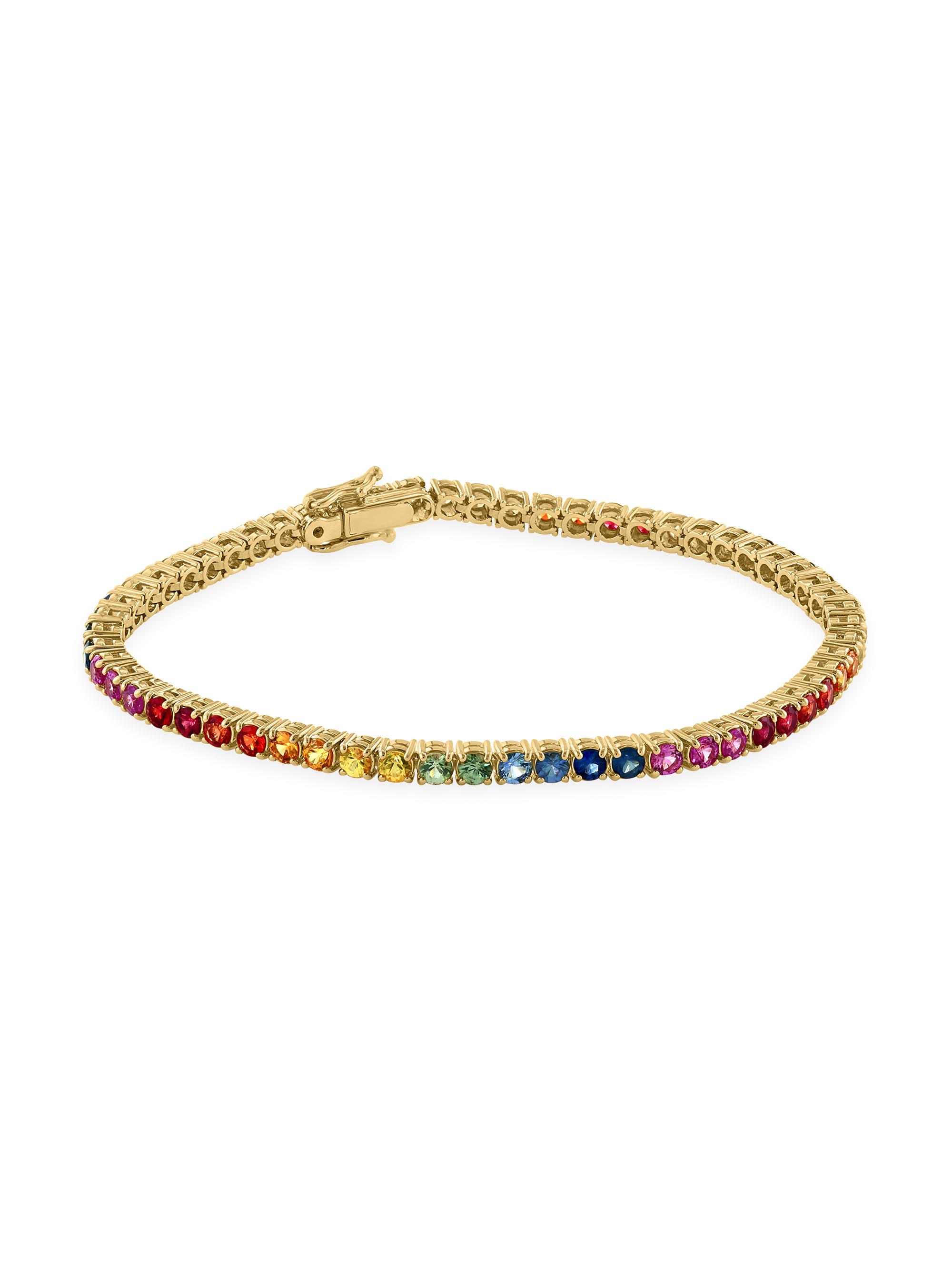 Saks Fifth Avenue Collection Women's 14K Yellow Gold & Rainbow Sapphire Tennis Bracelet - Yellow Gold