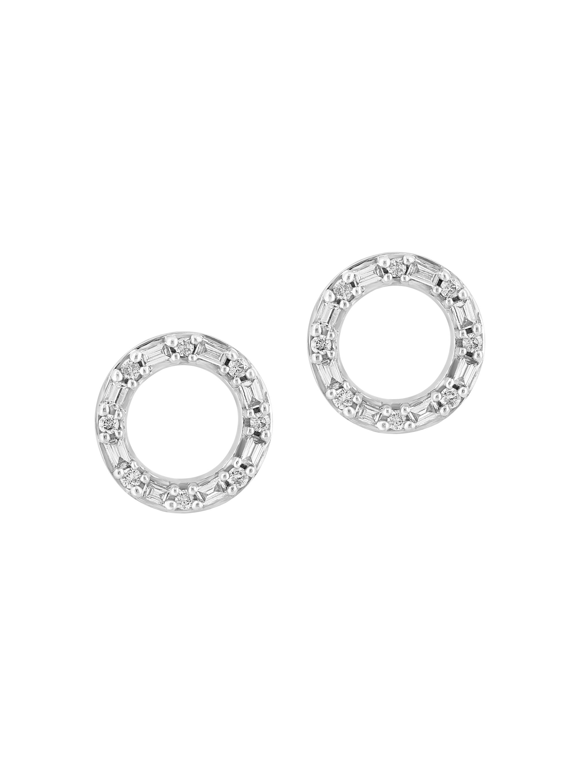 Saks Fifth Avenue Collection Women's 14K White Gold & 0.23 TCW Diamond Circle Stud Earrings - White Gold