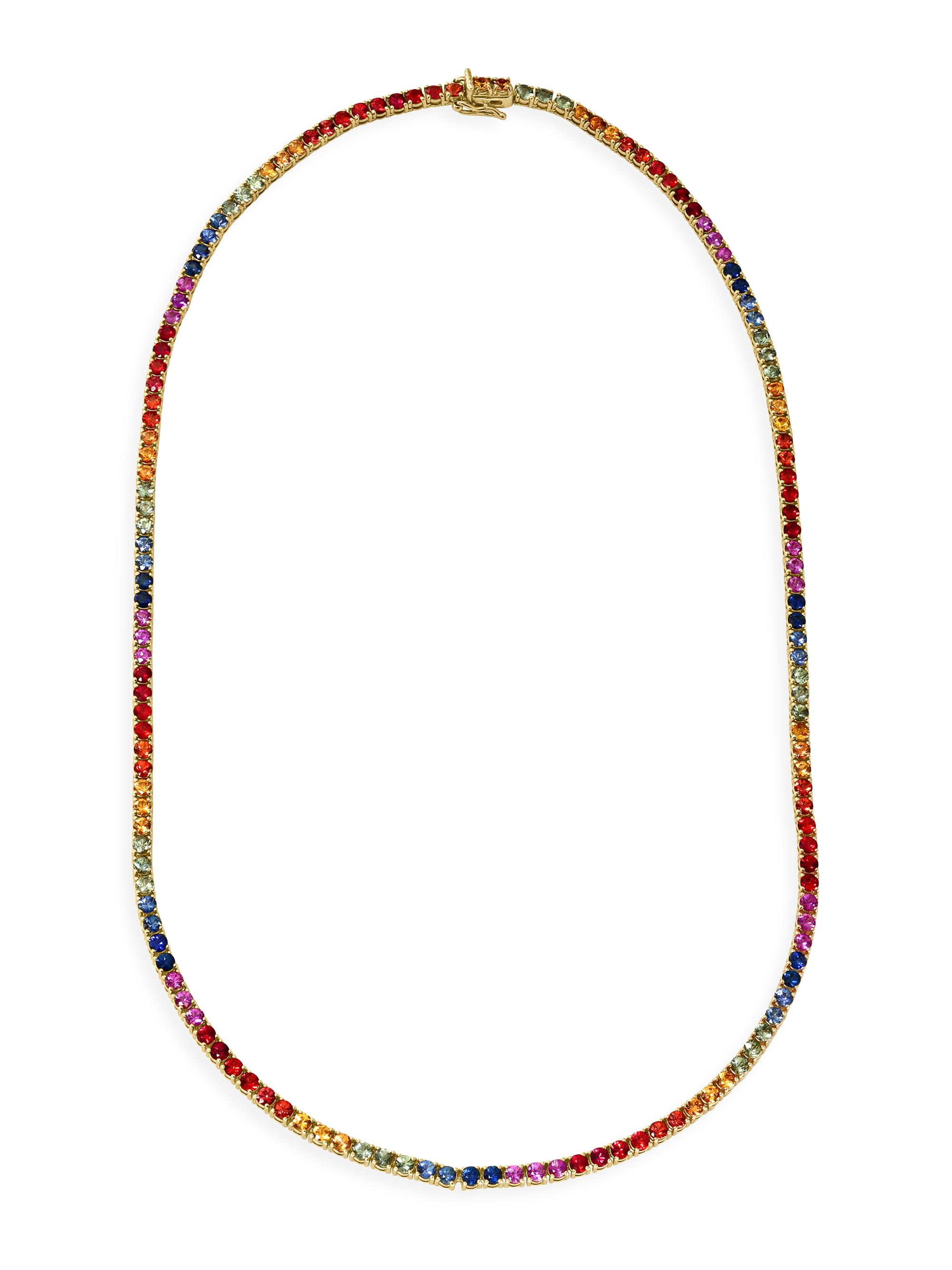 Saks Fifth Avenue Collection Women's 14K Yellow Gold & Sapphire Tennis Necklace - Yellow Gold