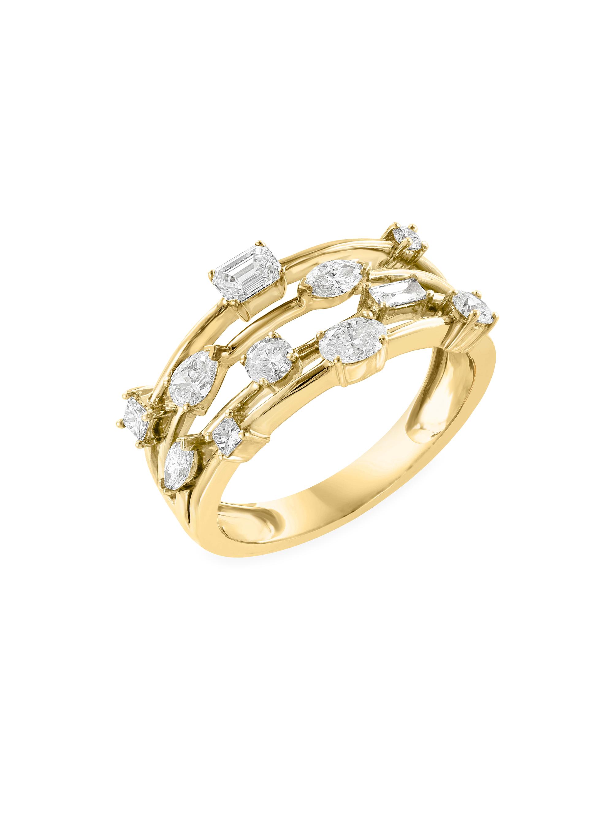 Saks Fifth Avenue Collection Women's 14K Yellow Gold & 0.84 TCW Diamond Multi-Band Ring - Yellow Gold