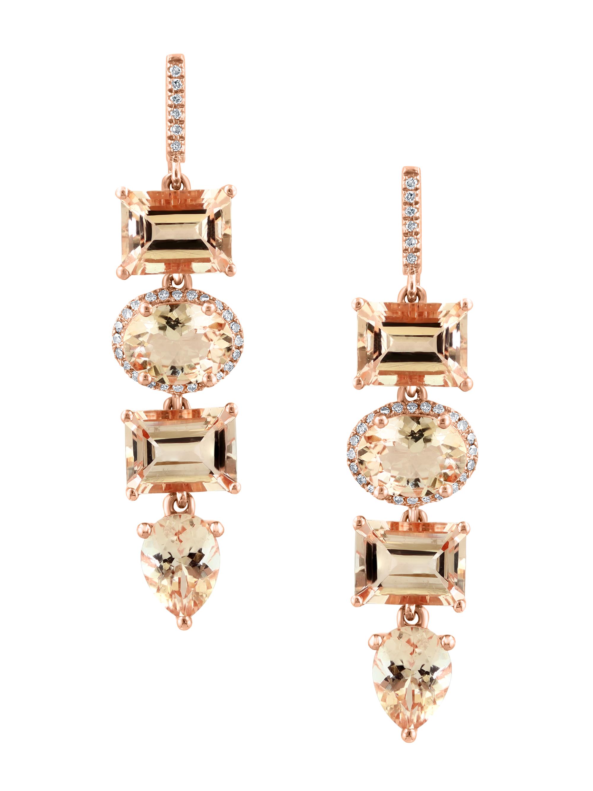 Saks Fifth Avenue Collection Women's 14K Rose Gold, Morganite, & Diamond Drop Earrings - Rose Gold