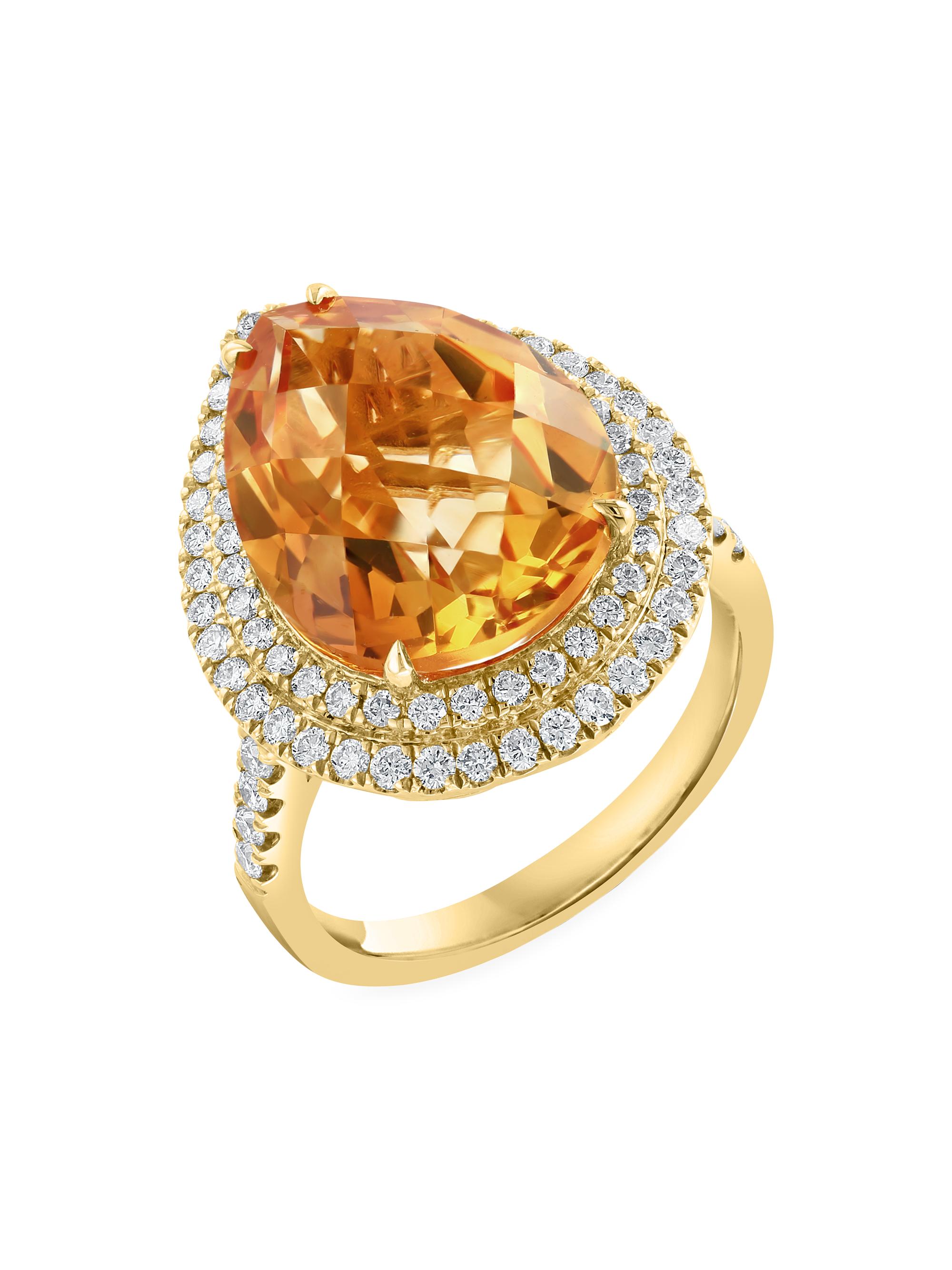 Saks Fifth Avenue Collection Women's 14K Gold, Diamond & Citrine Cocktail Ring - Yellow Gold
