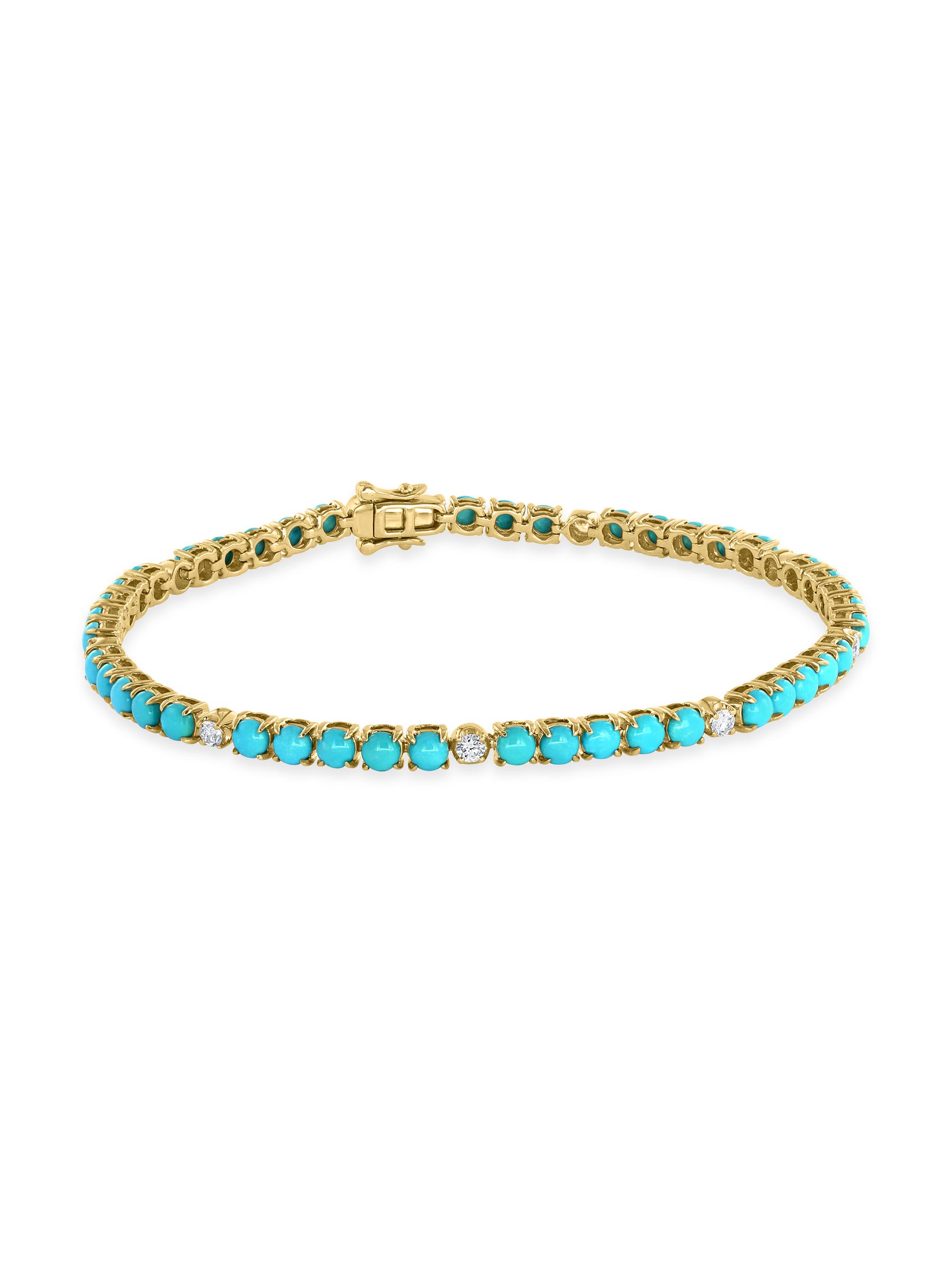Saks Fifth Avenue Collection Women's 14K Yellow Gold, Diamond & Turquoise Bracelet - Yellow Gold