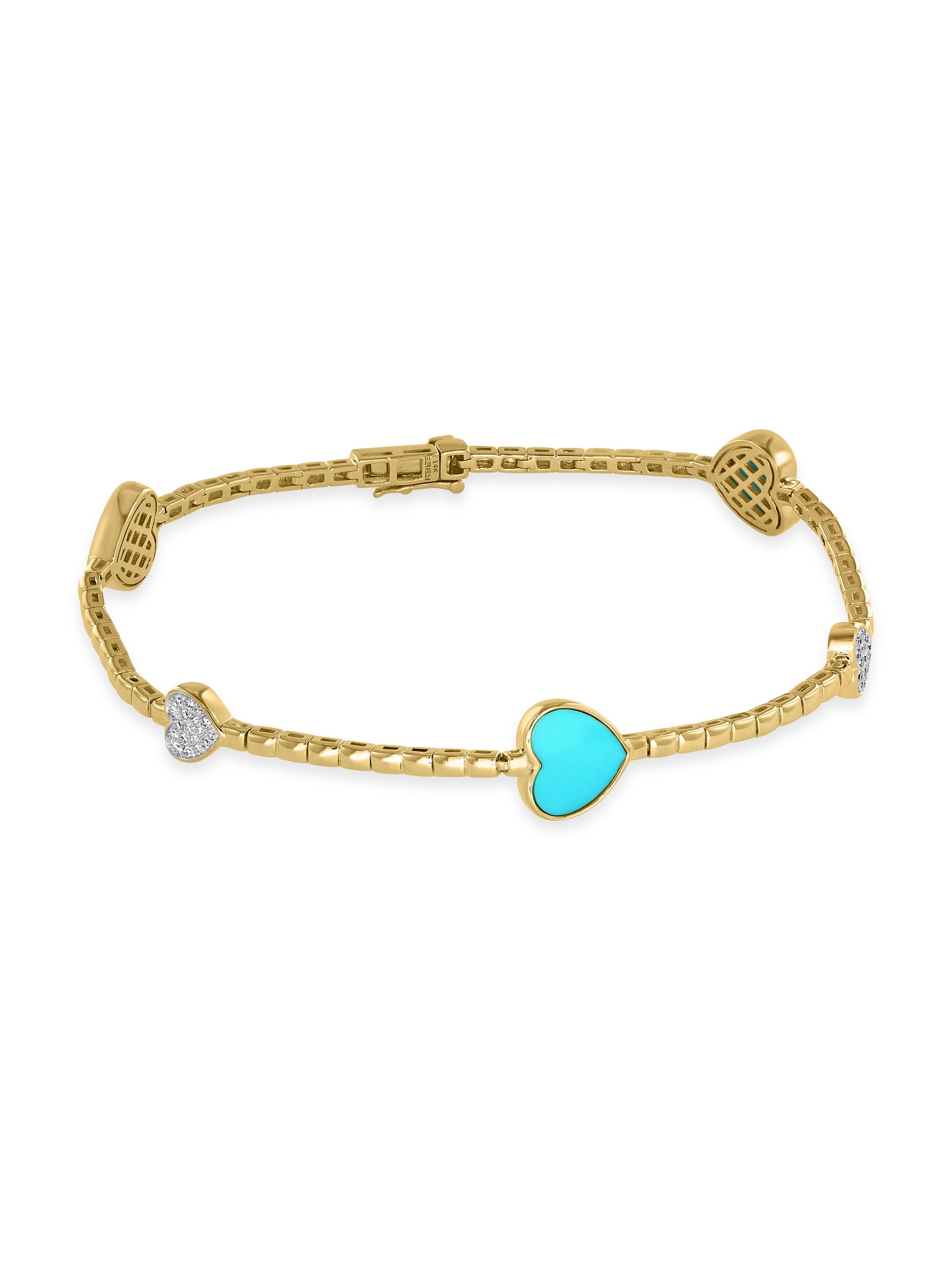 Saks Fifth Avenue Collection Women's 14K Yellow Gold, Diamond & Turquoise Bracelet - Yellow Gold