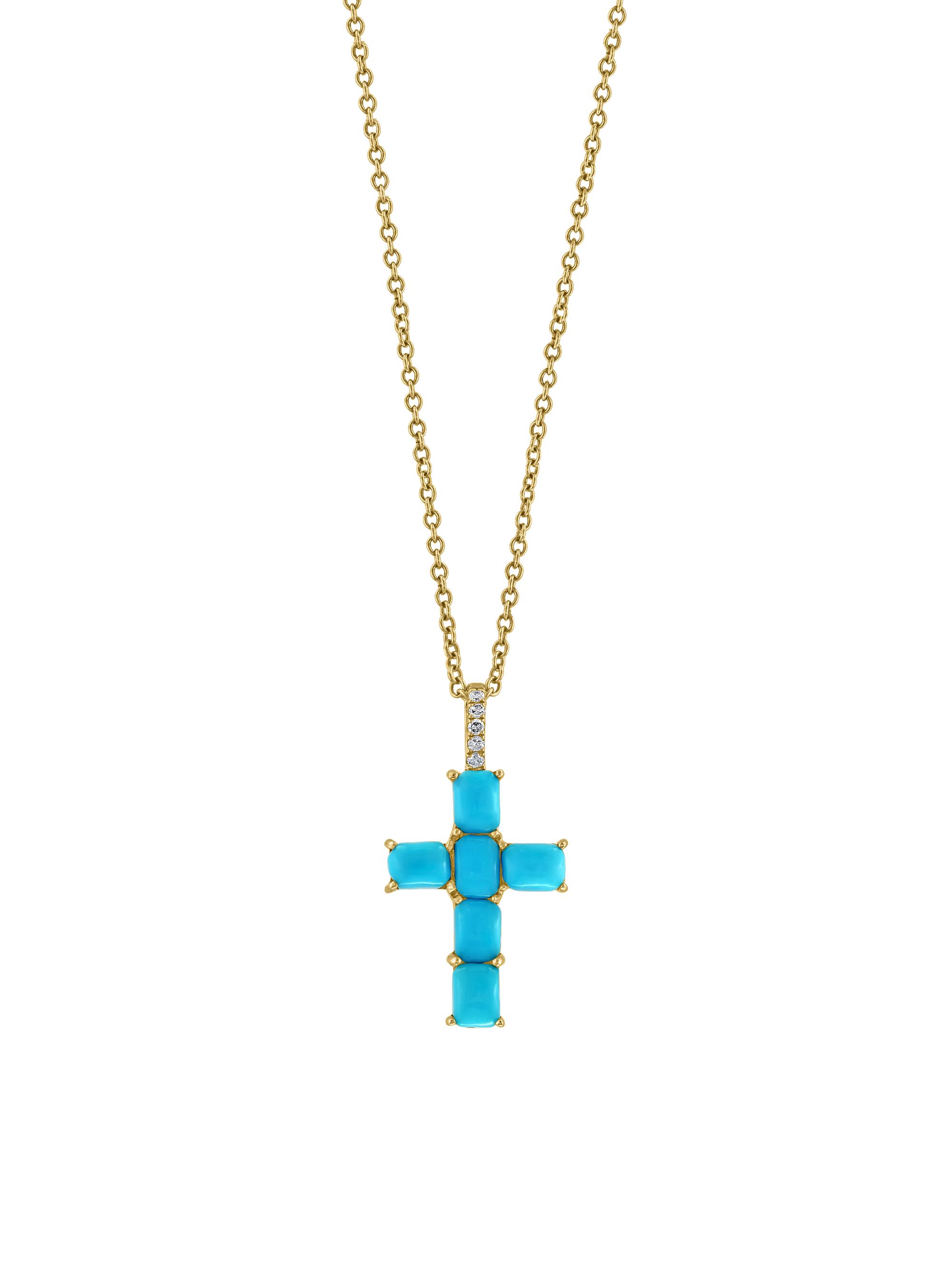 Saks Fifth Avenue Collection Women's 14K Yellow Gold, Diamond & Turquoise Pendant Necklace - Yellow Gold