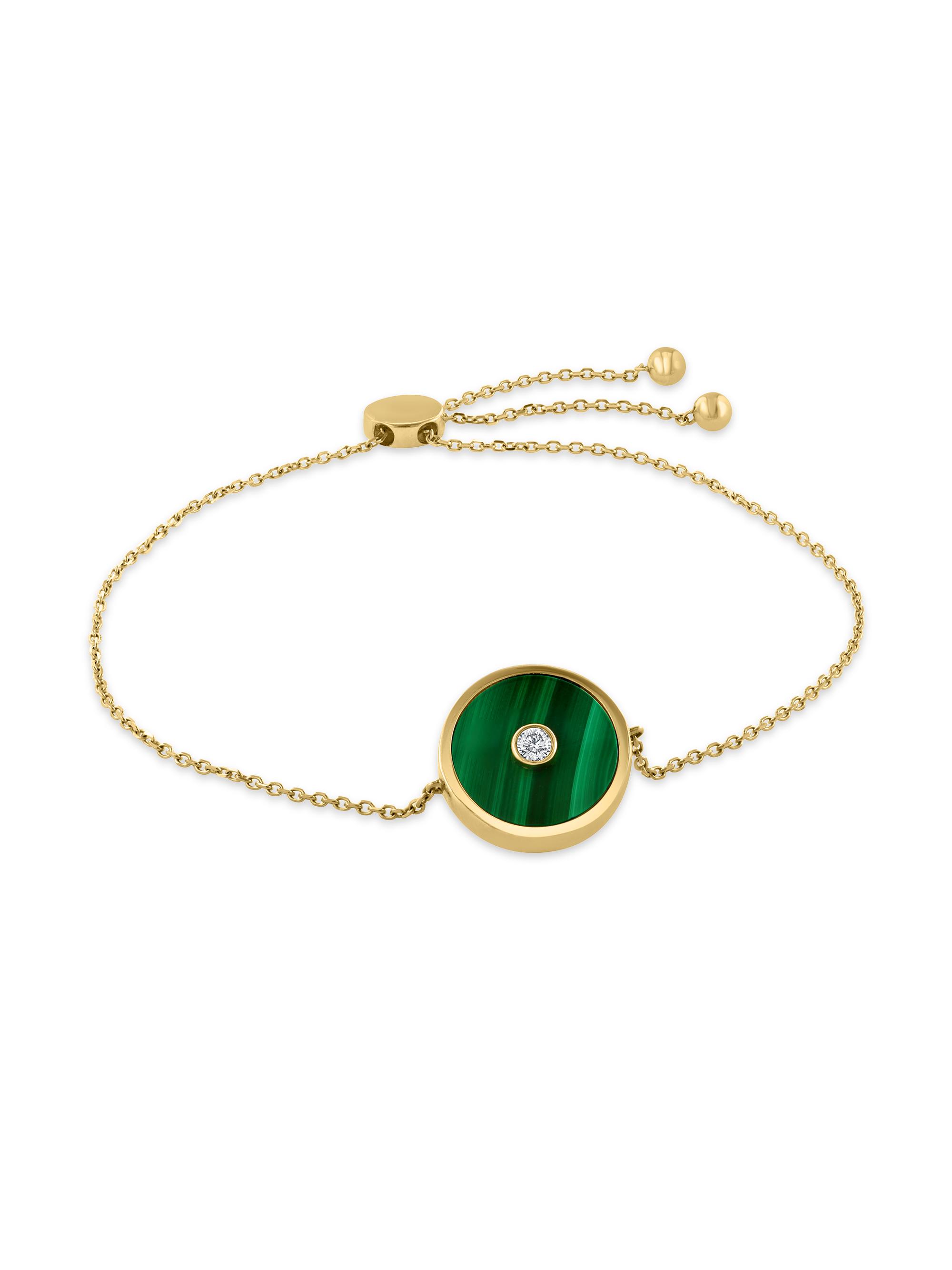 Saks Fifth Avenue Collection Women's 14K Yellow Gold, Diamond & Malachite Bracelet - Yellow Gold
