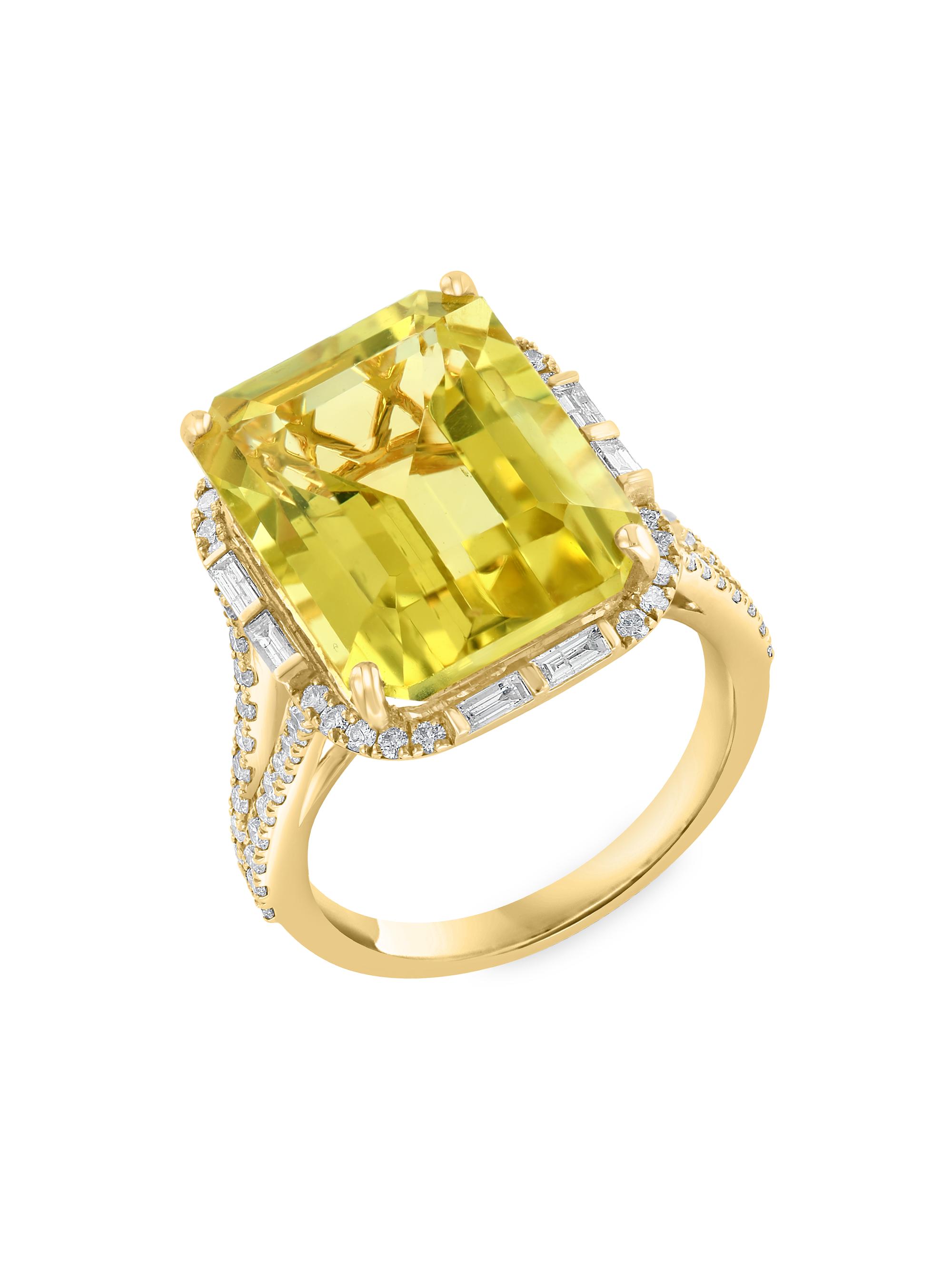 Saks Fifth Avenue Collection Women's 14K Yellow Gold, Diamond & Lemon Quartz Ring - Yellow Gold