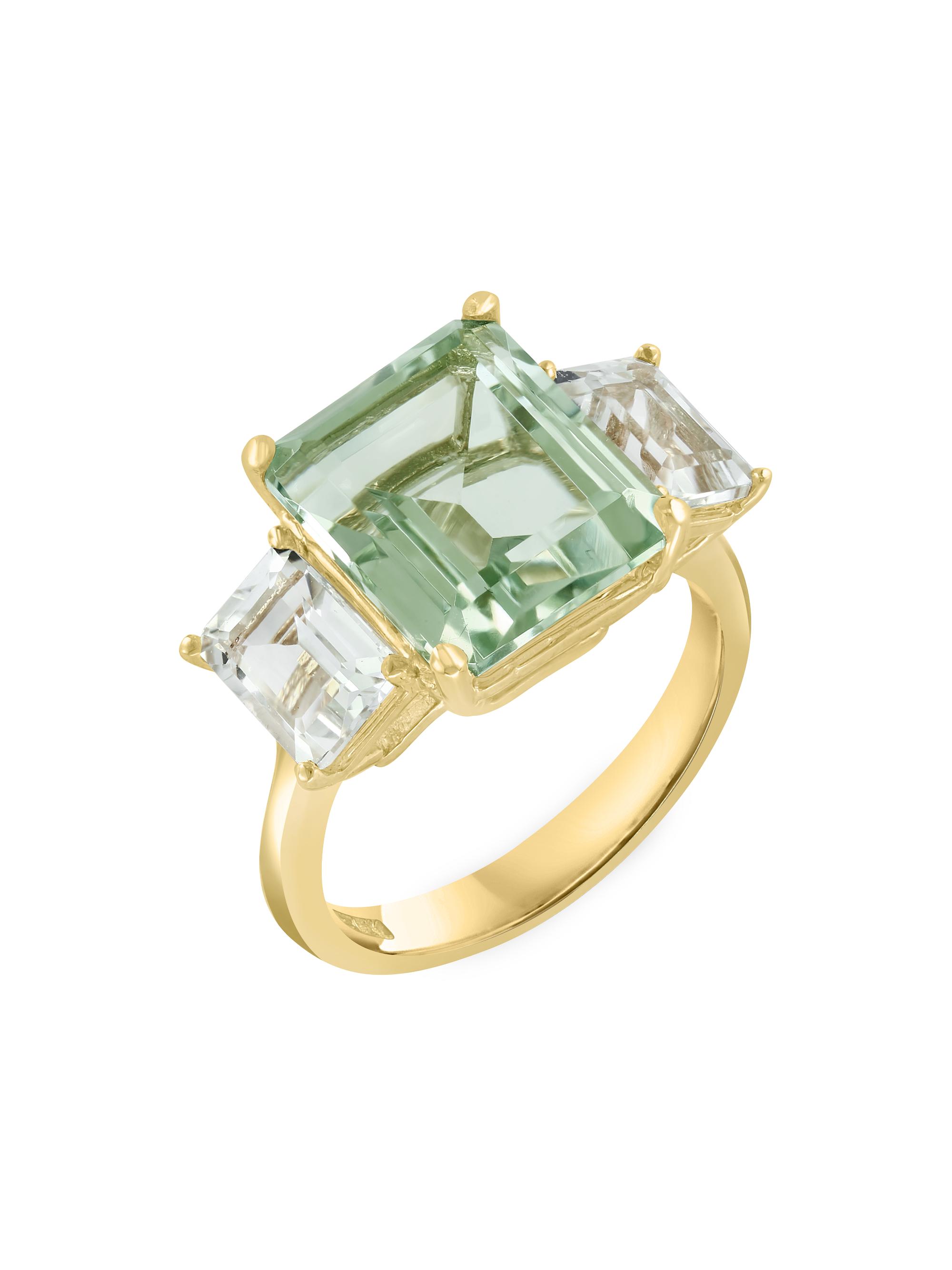 Saks Fifth Avenue Collection Women's 14K Yellow Gold, Green Amethyst & White Topaz Ring - Yellow Gold