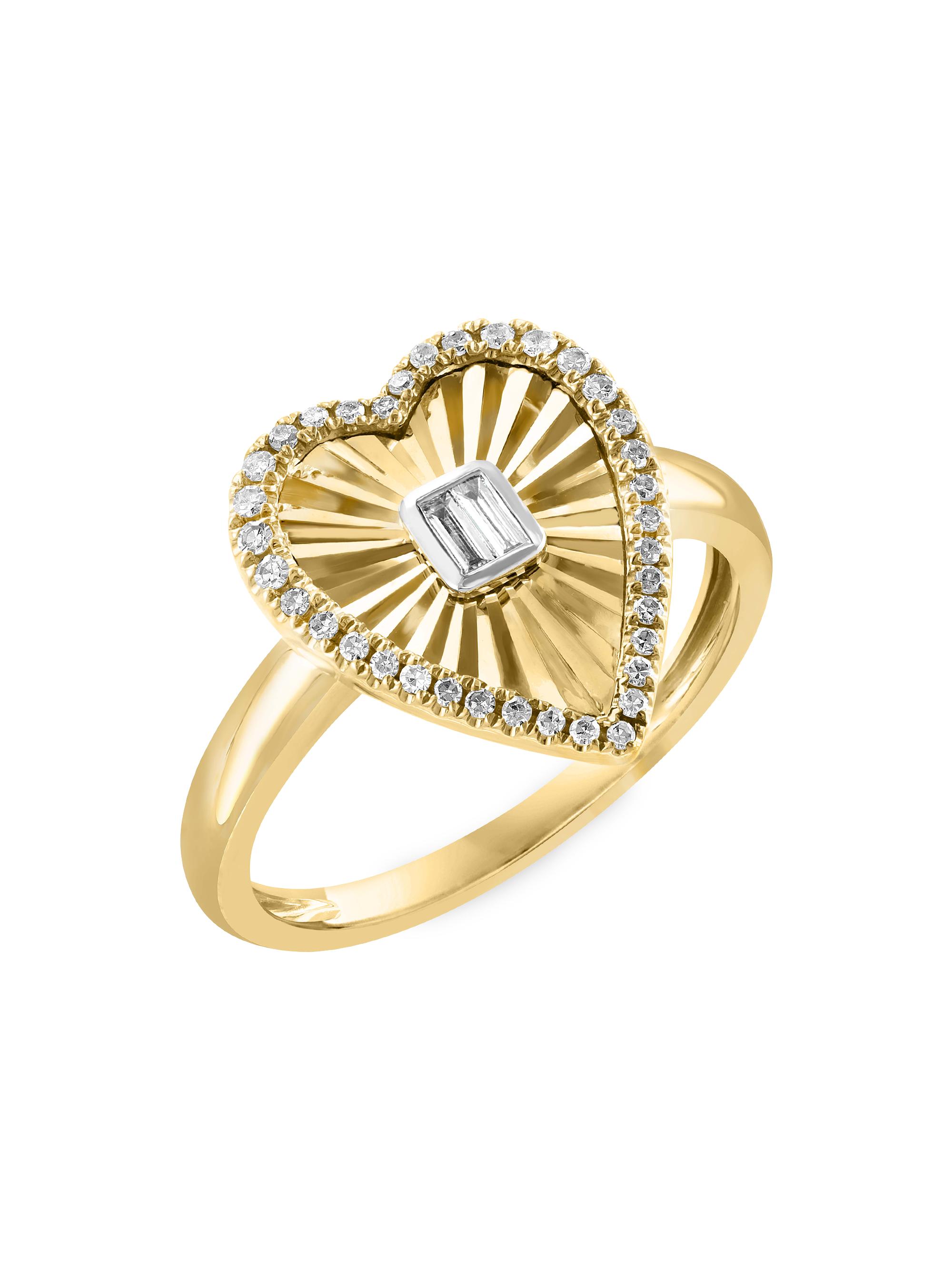 Saks Fifth Avenue Collection Women's 14K Yellow Gold & 0.21 TCW Diamond Heart Ring - Yellow Gold