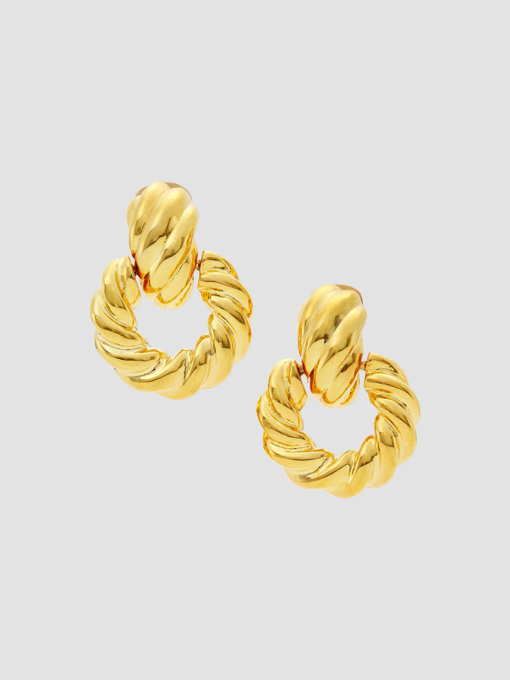 Kenneth Jay Lane Women's 22K Gold-Plated Twisted Doorknocker Earrings - Gold