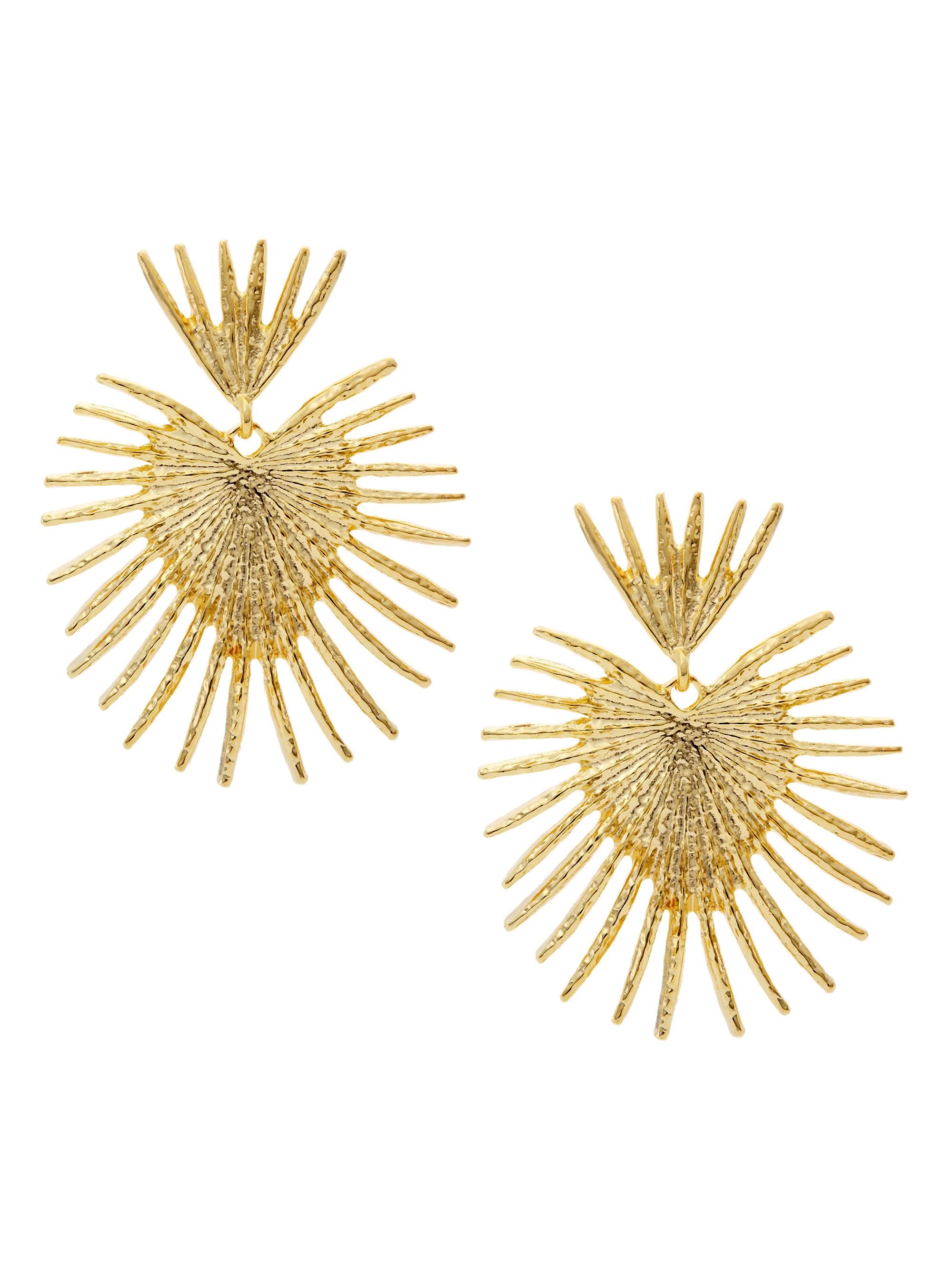 Kenneth Jay Lane Large Fan 22K Gold-Plated Drop Earrings Saks