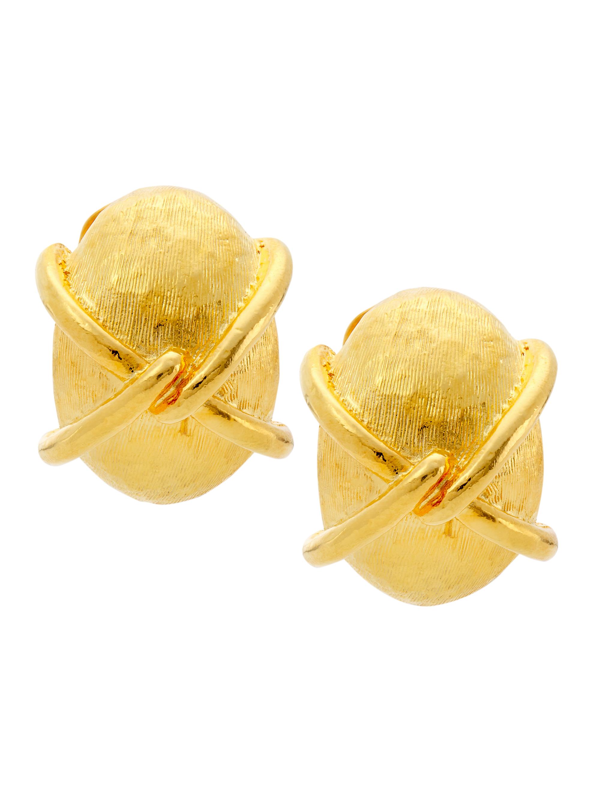 Kenneth Jay Lane Women's X Button 22K Gold-Plated Earrings - Satin Gold