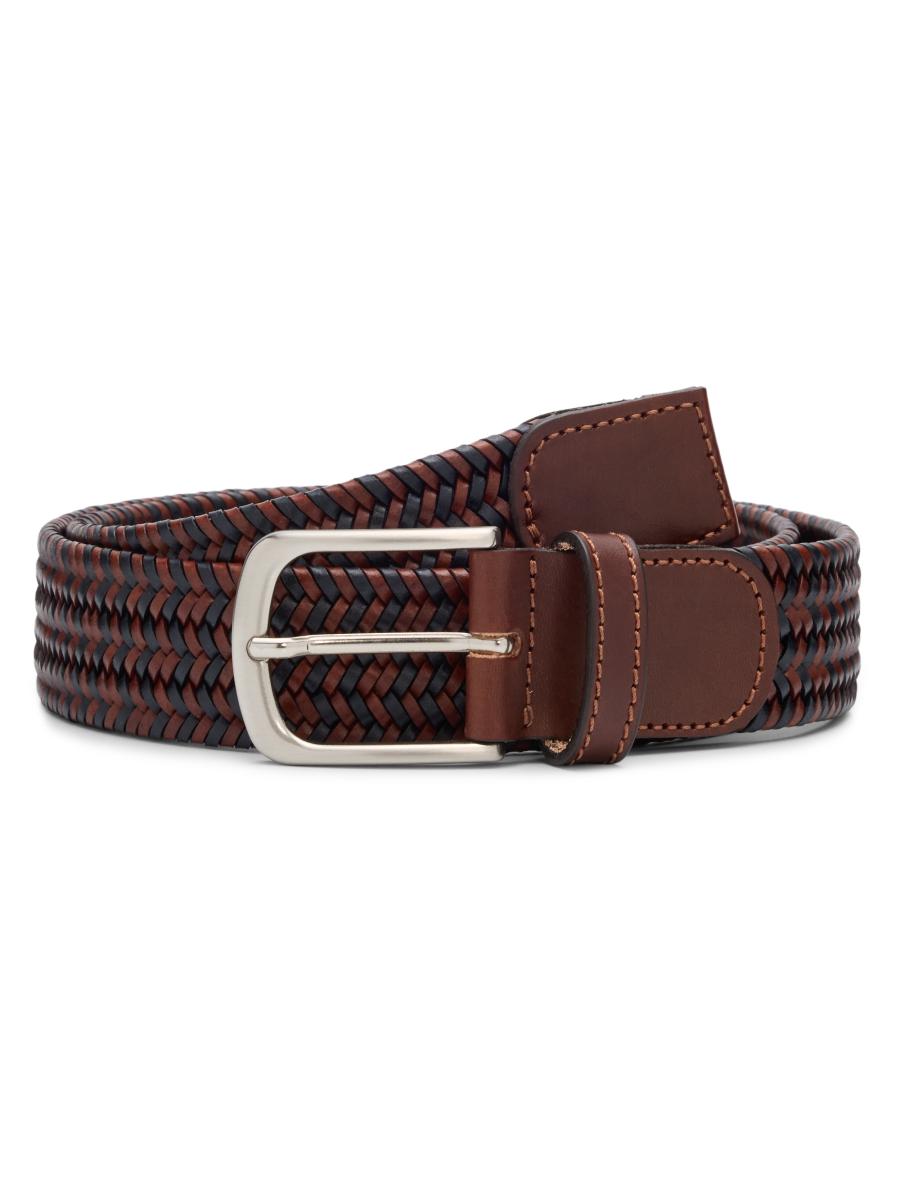 Saks Fifth Avenue Women's Stretch Woven Leather Belt In Brown