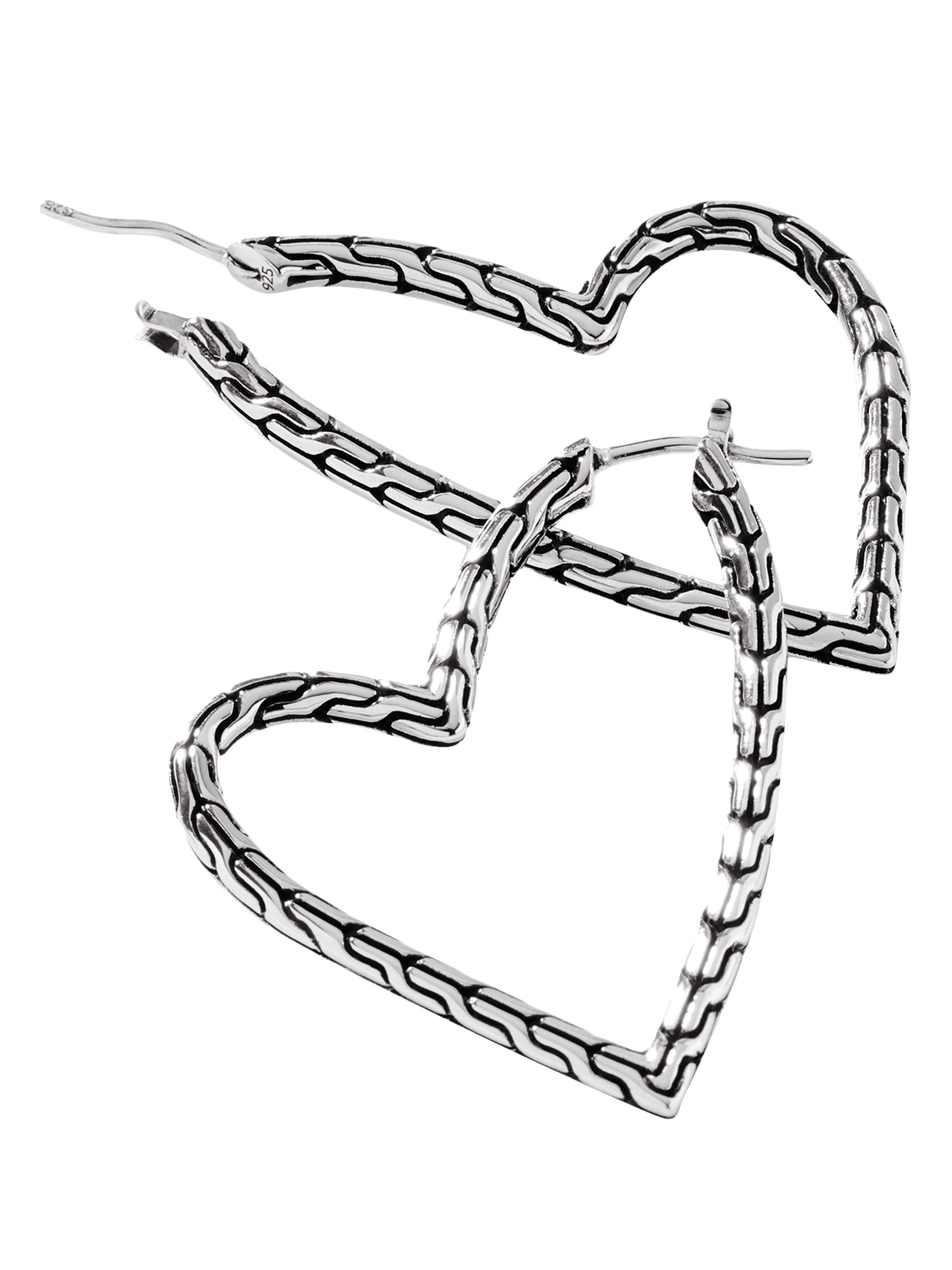 John Hardy Women's Chain Classic Manah Sterling Silver Heart Hoop Earrings