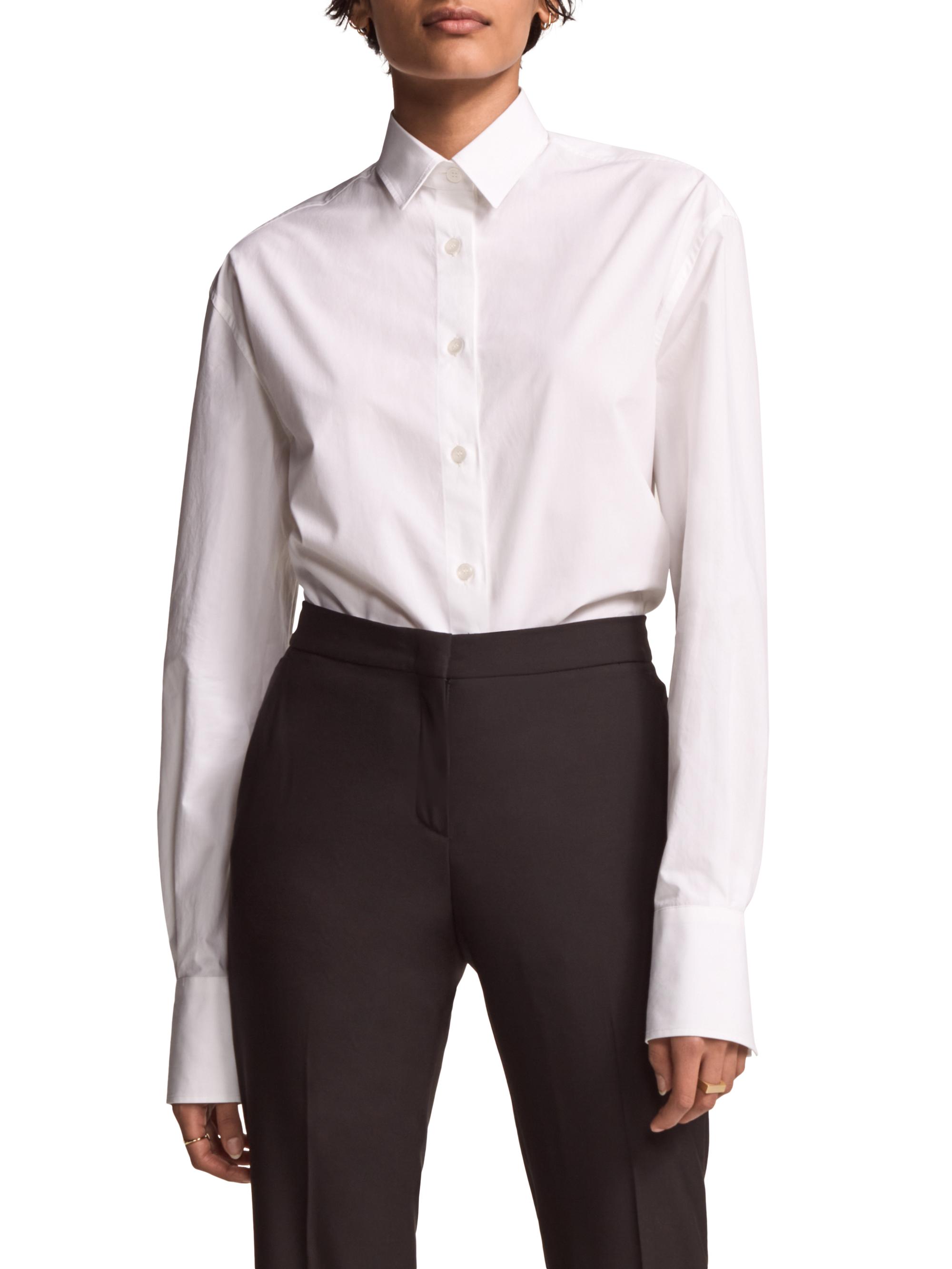 Another Tomorrow Women's Core Menswear-Inspired Shirt - White