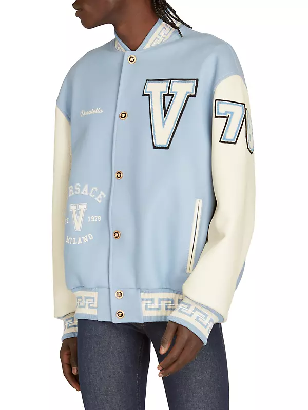 Louis Vuitton blue Leather and Wool Varsity Jacket